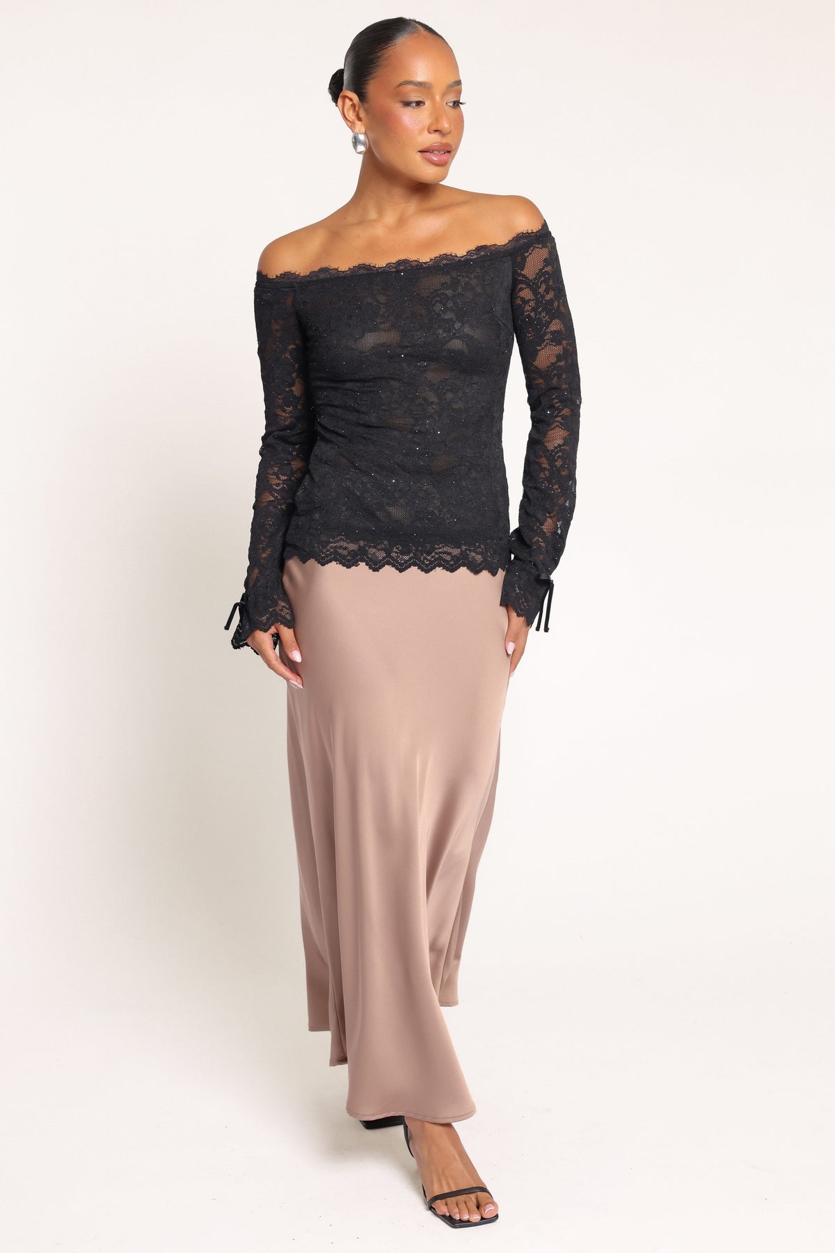 TOPS Barbara Off Shoulder Top - Black Lace