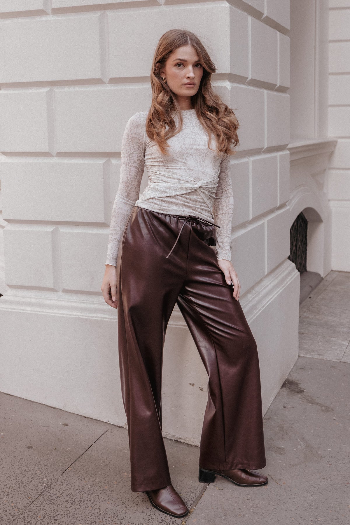 TOPS Bellie Twisted Mesh Top - Snake Print