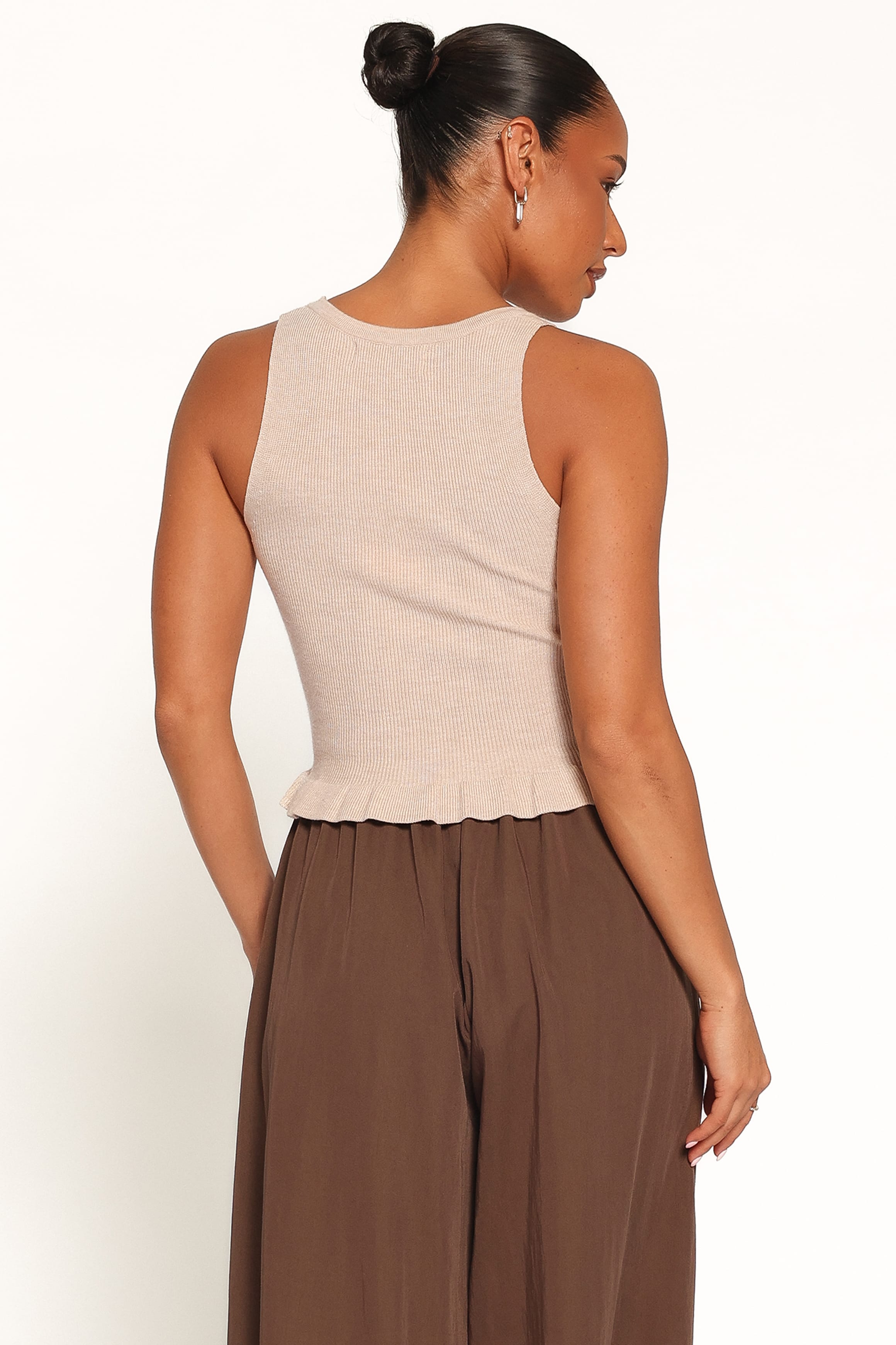 TOPS Berenice Ruffle Hem Knitted Top - Beige