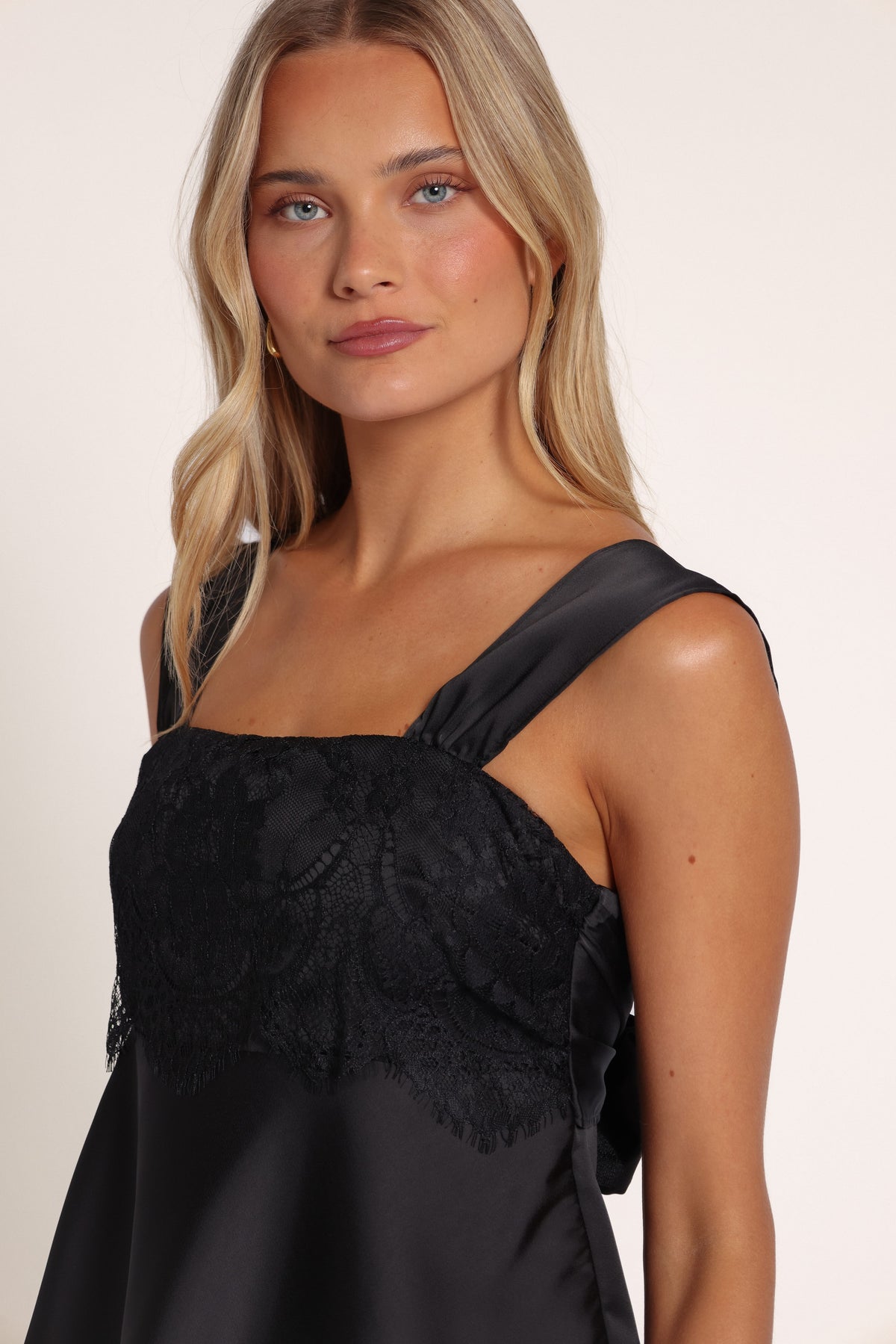 TOPS Bernie Lace Overlay Top - Black
