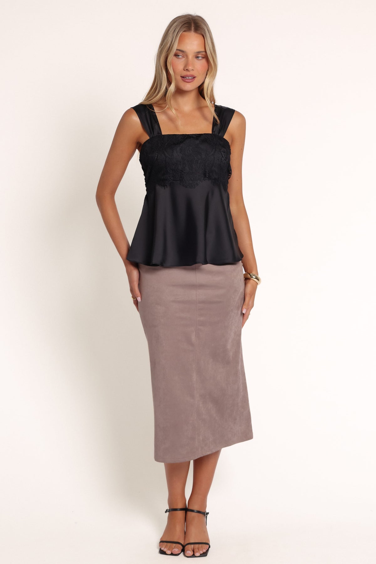 TOPS Bernie Lace Overlay Top - Black
