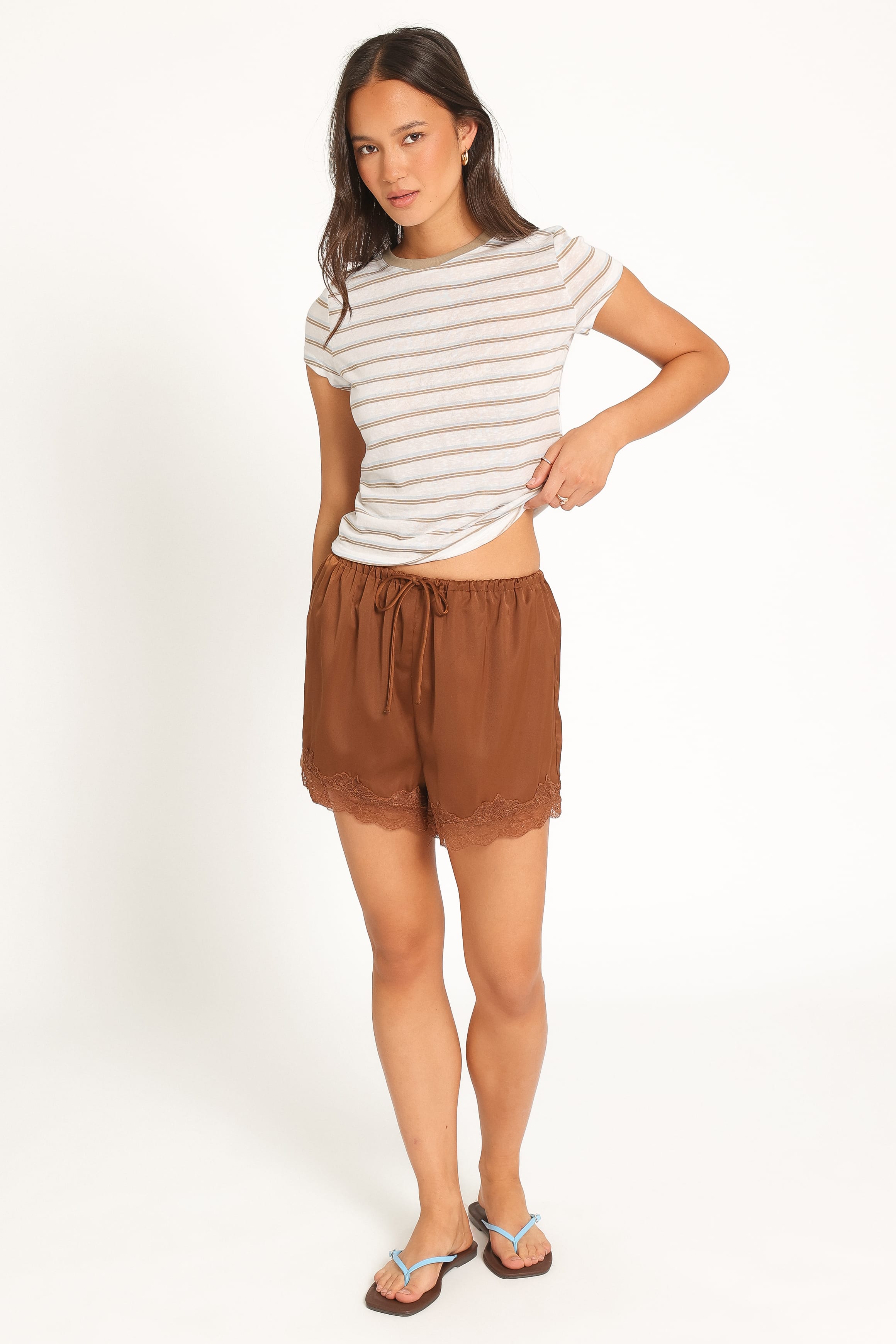 TOPS Billi Baby Tee - Beige Stripe