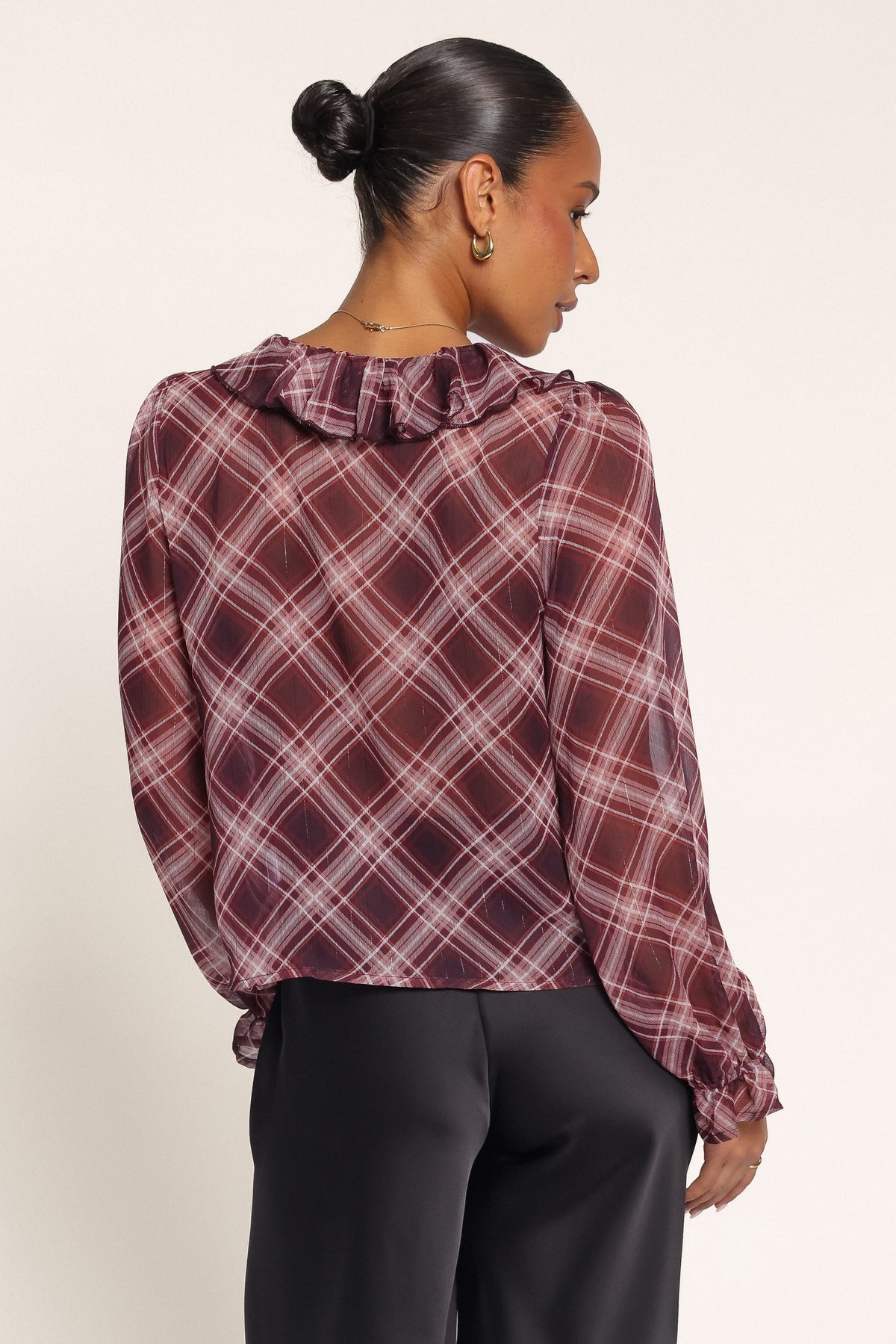 TOPS Braylen Top - Burgundy Plaid