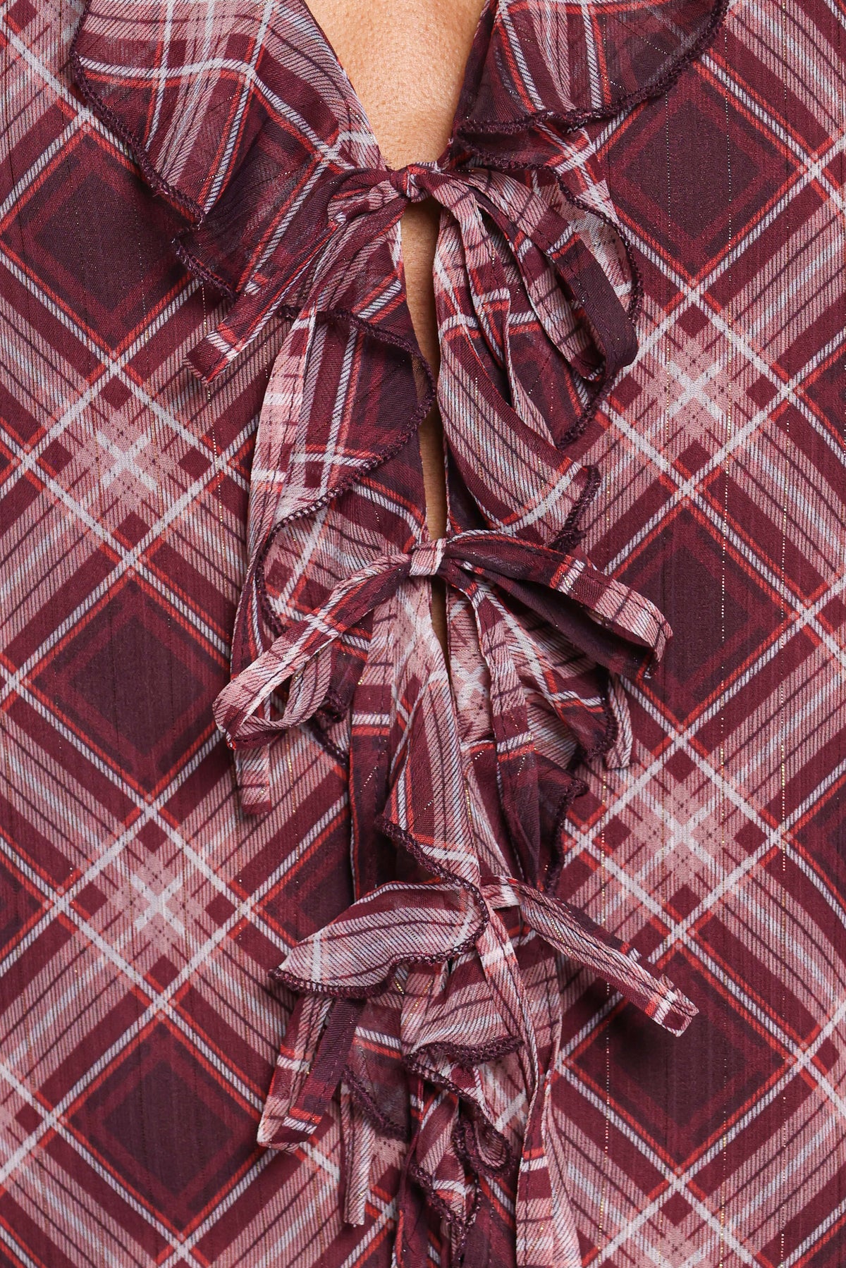 TOPS Braylen Top - Burgundy Plaid