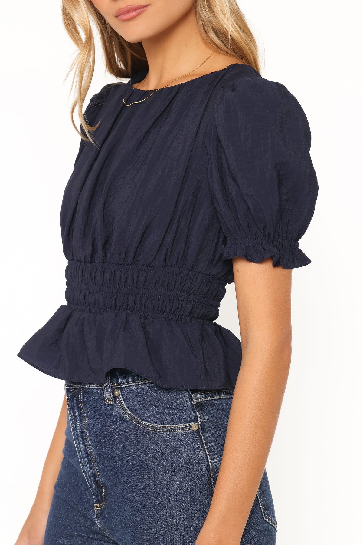 TOPS Britney Gathered Top - Navy