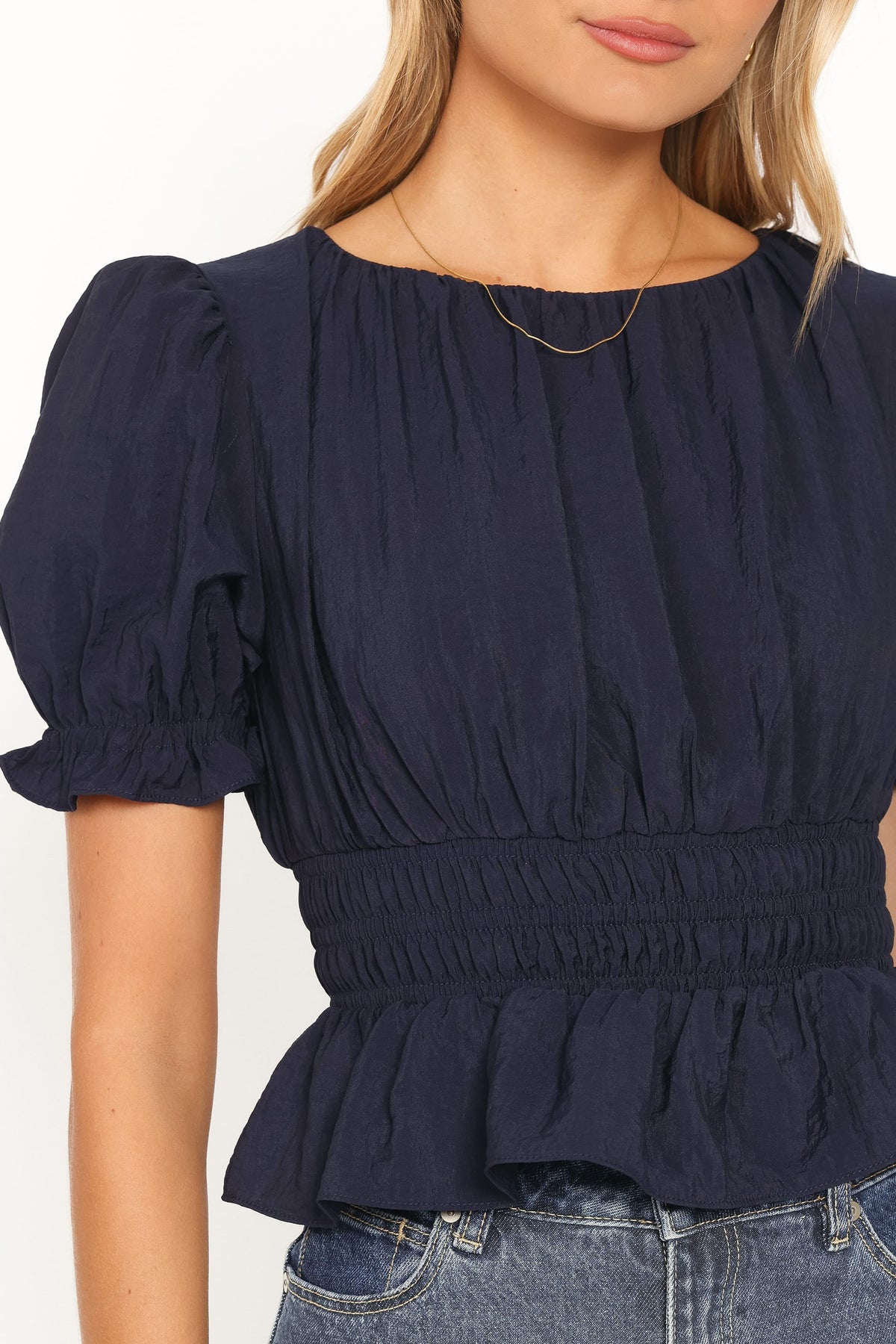 TOPS Britney Gathered Top - Navy