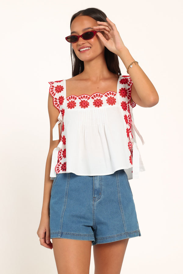 TOPS Brydee Tie Top - Red