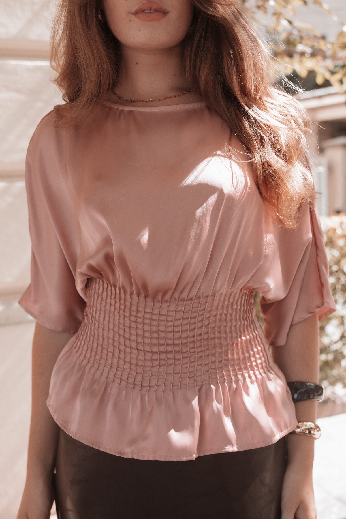 TOPS Cherish Pintuck Top - Rose