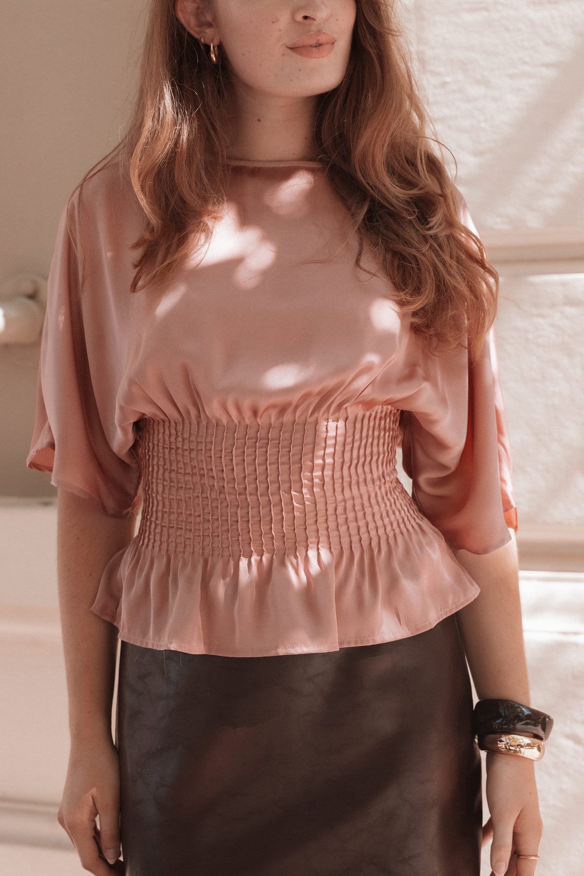 TOPS Cherish Pintuck Top - Rose