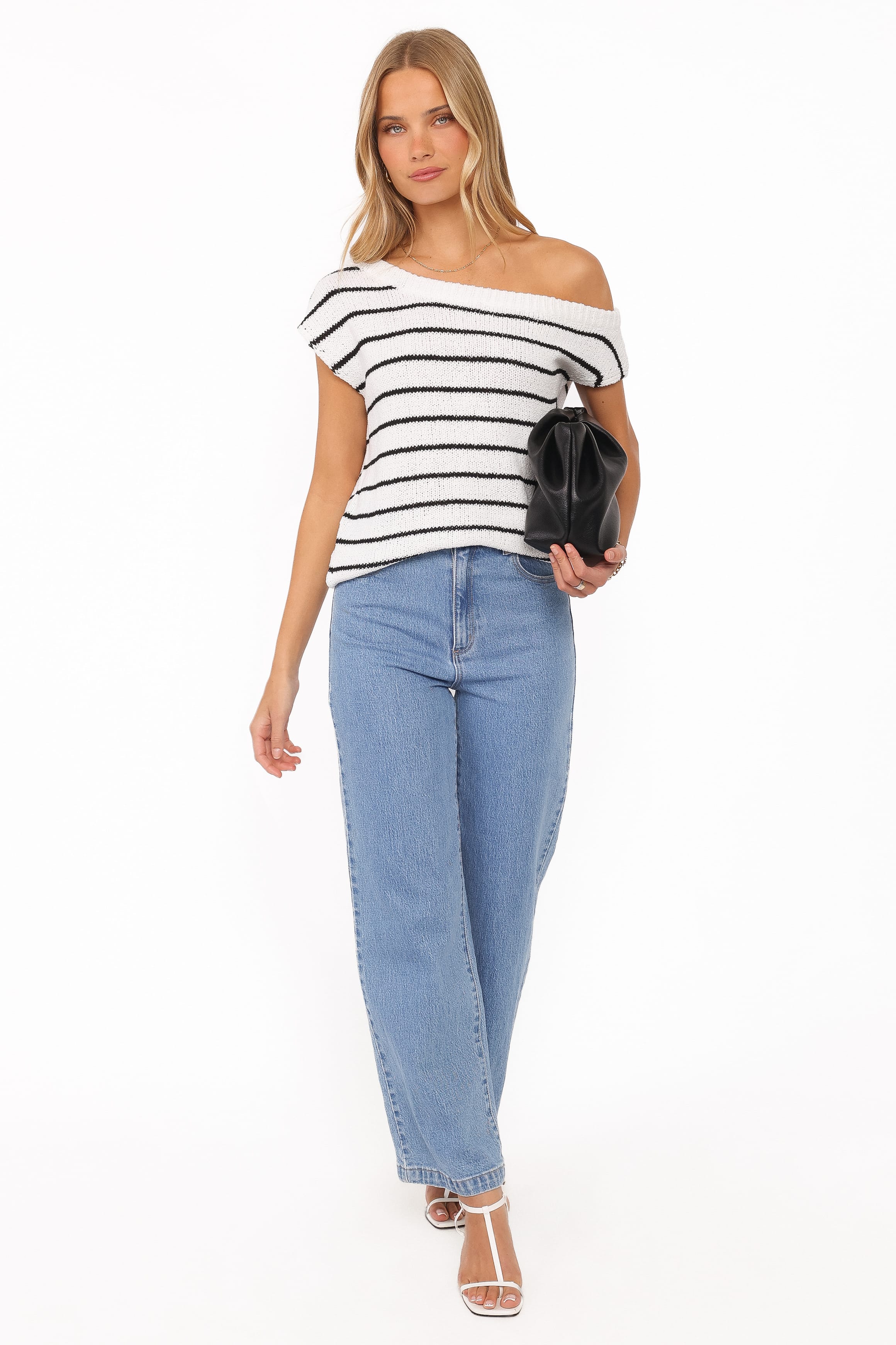 TOPS Coco Knit Top - White Stripe