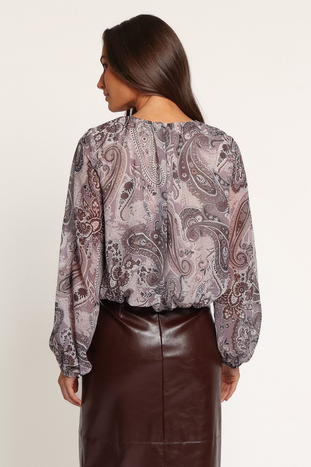 TOPS Dallas Long Sleeve Top - Purple Paisley