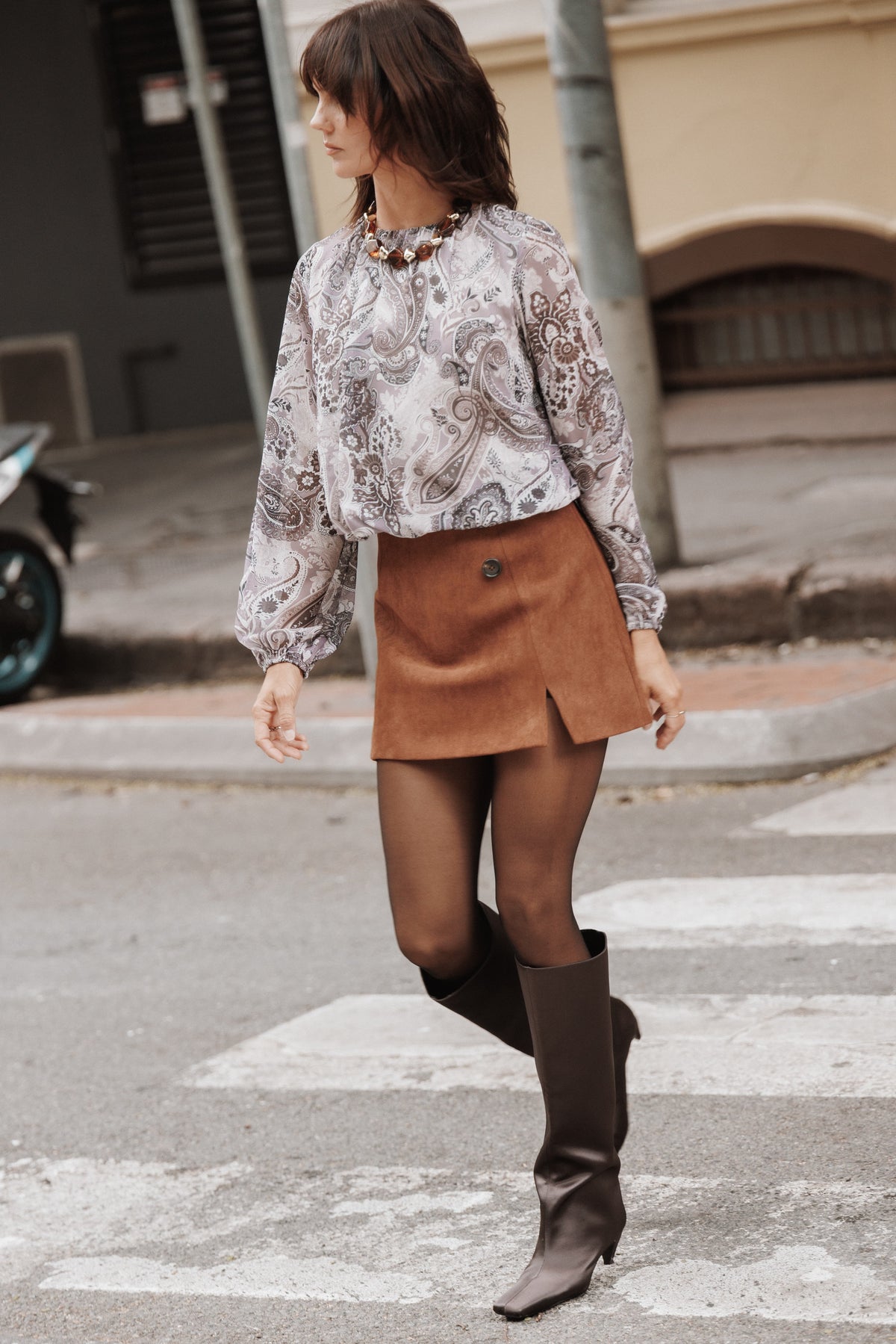TOPS Dallas Long Sleeve Top - Purple Paisley