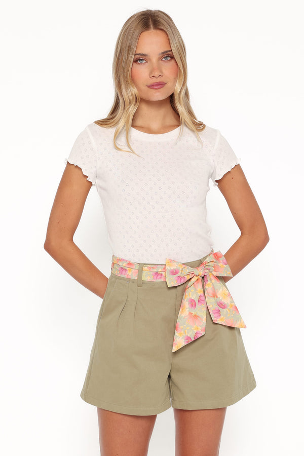 TOPS Darla Pointelle Baby Tee - White