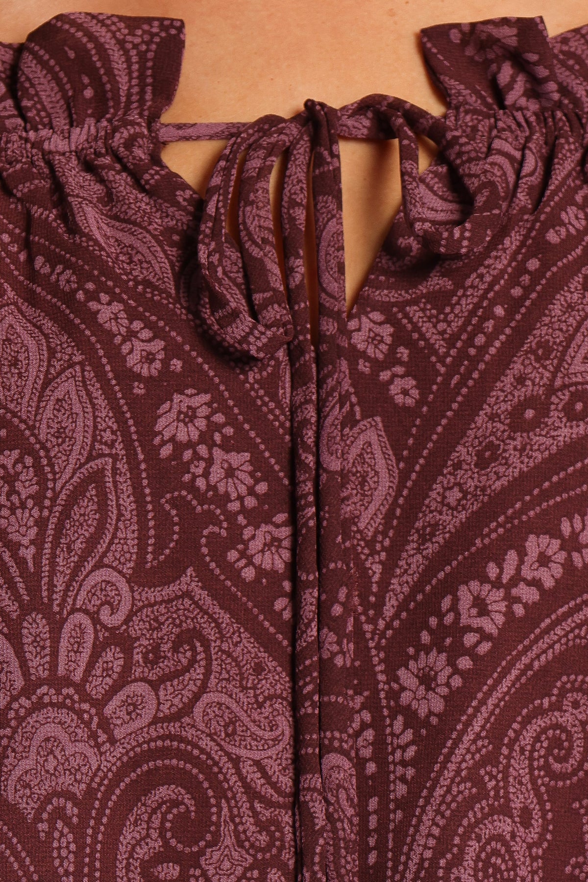 TOPS Dawson Off Shoulder Top - Wine Paisley