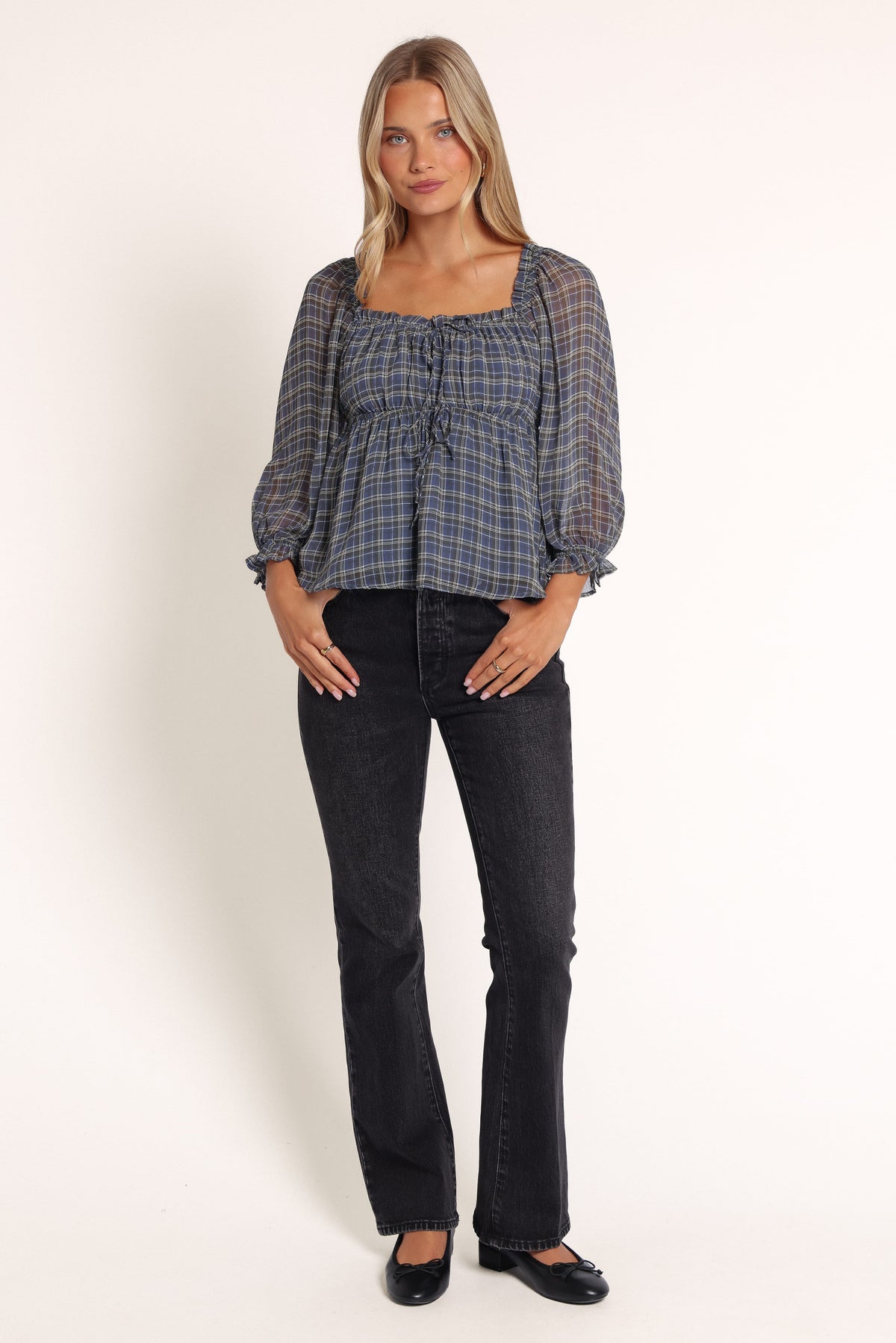 TOPS Devana Top - Blue Plaid