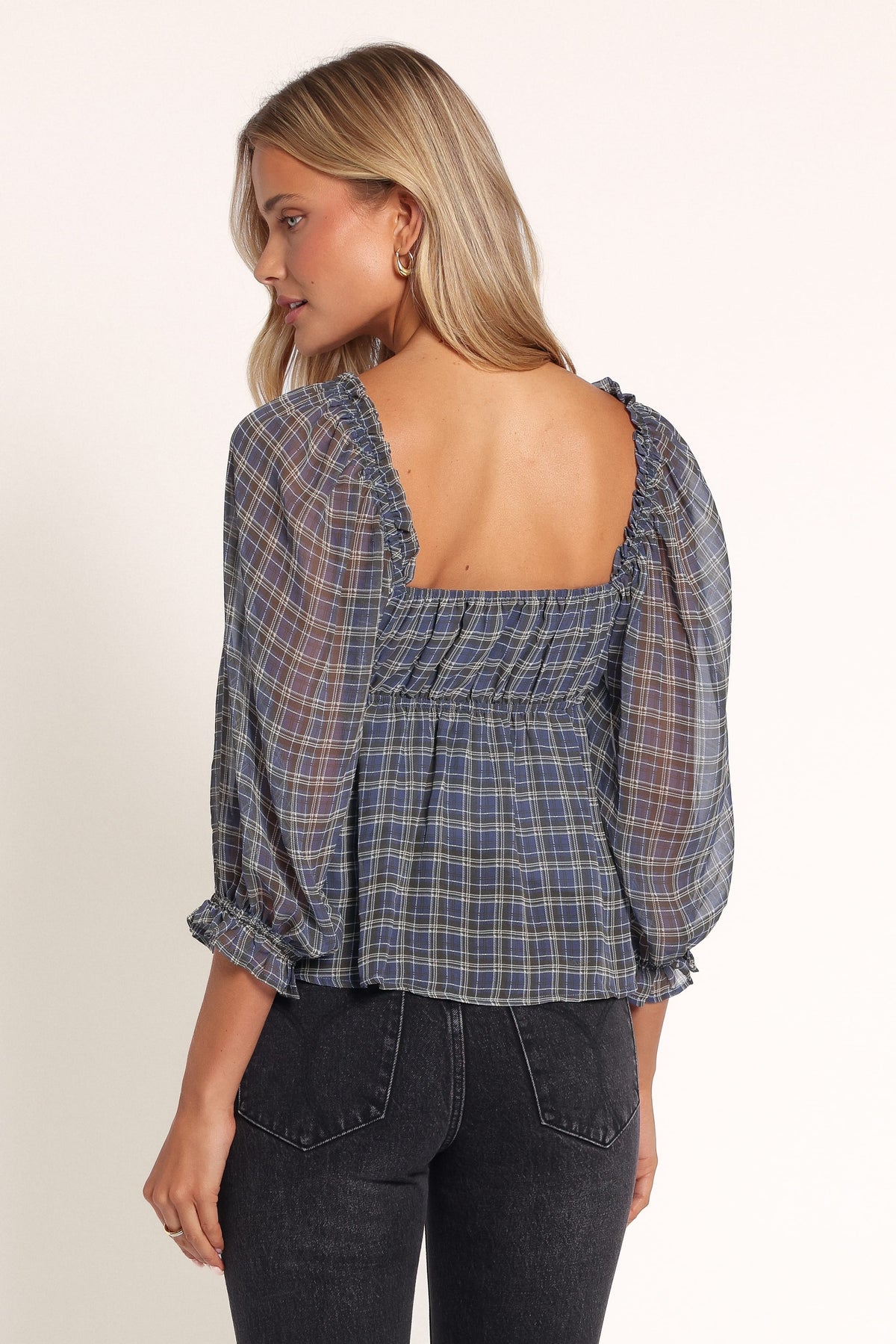 TOPS Devana Top - Blue Plaid