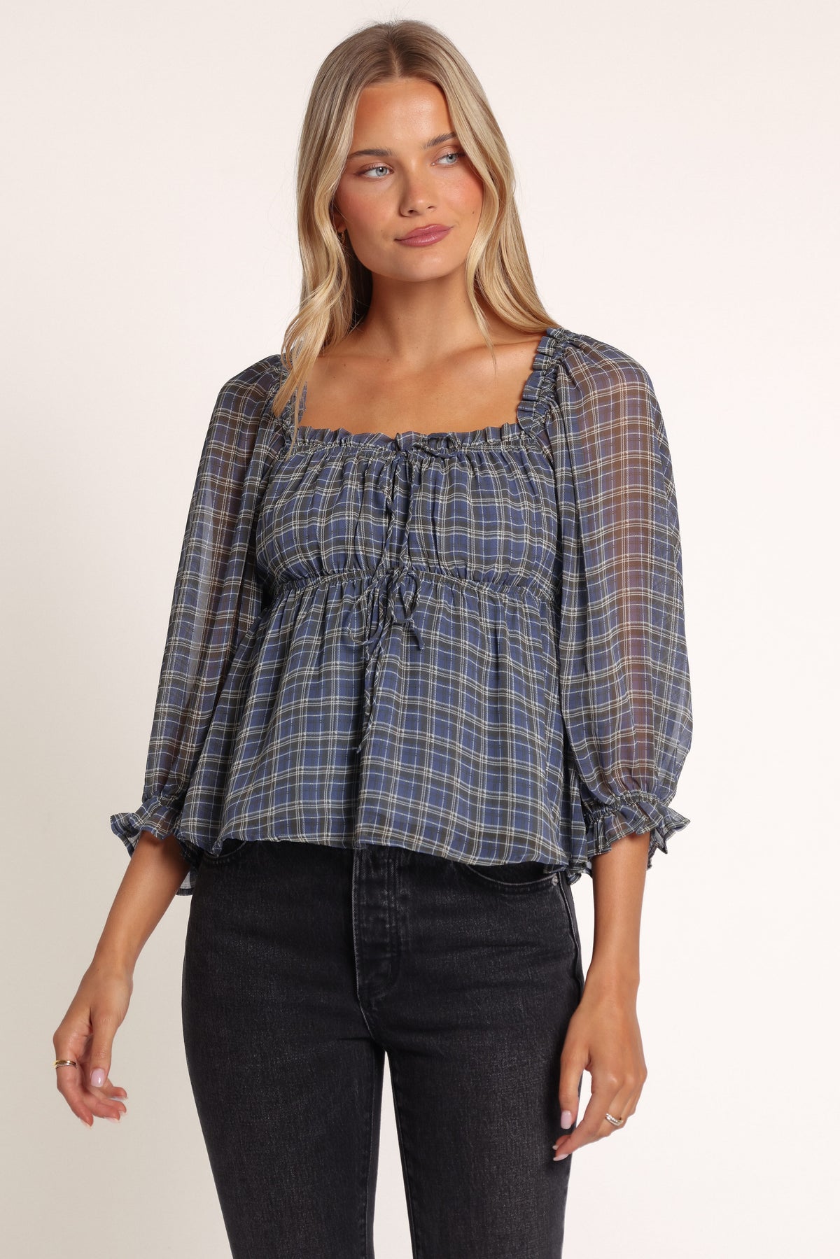 TOPS Devana Top - Blue Plaid