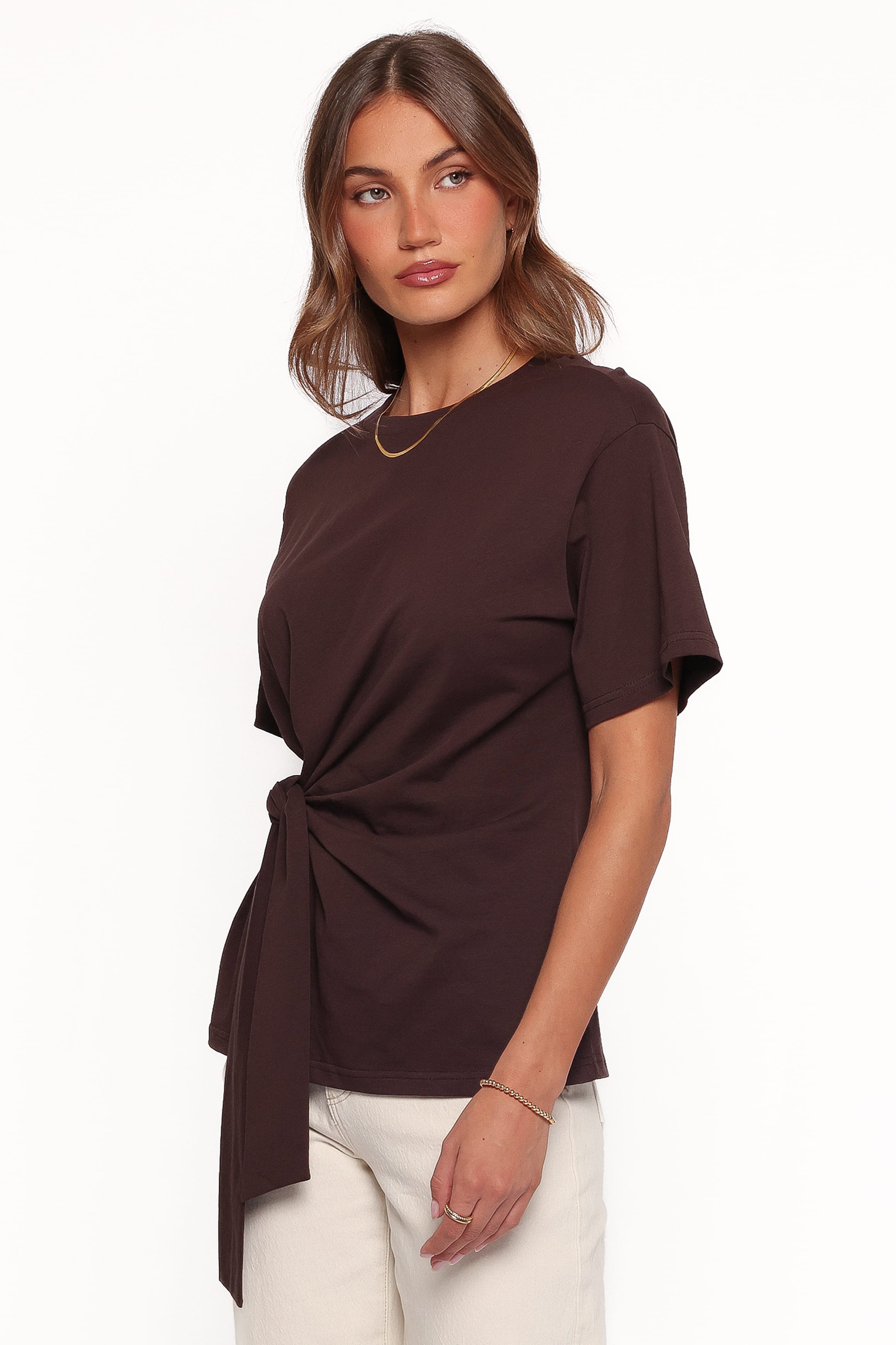 TOPS Devina Knot Tee - Brown