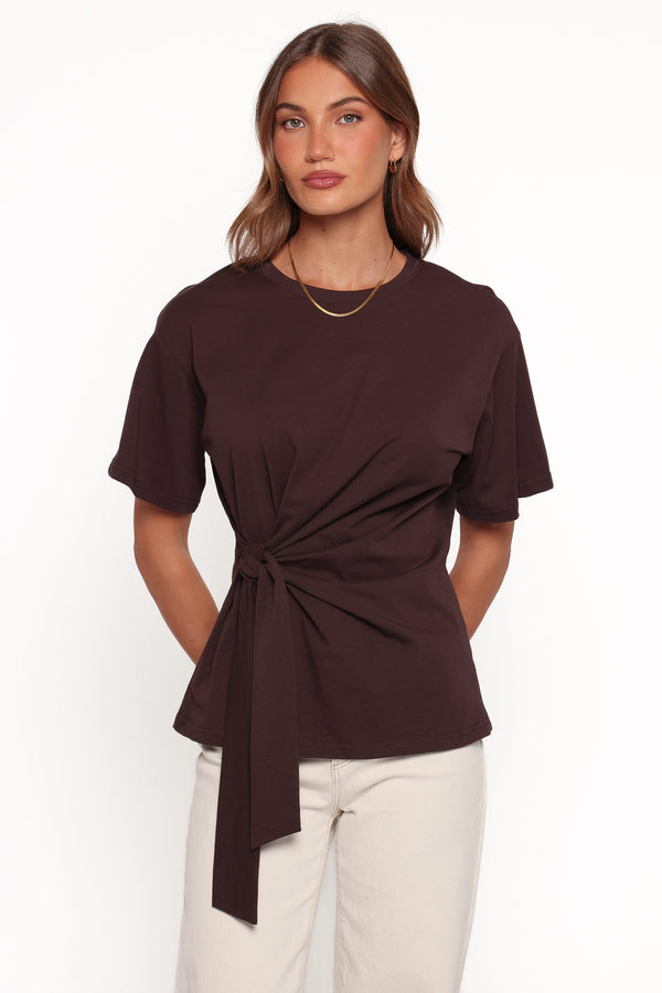 TOPS Devina Knot Tee - Brown
