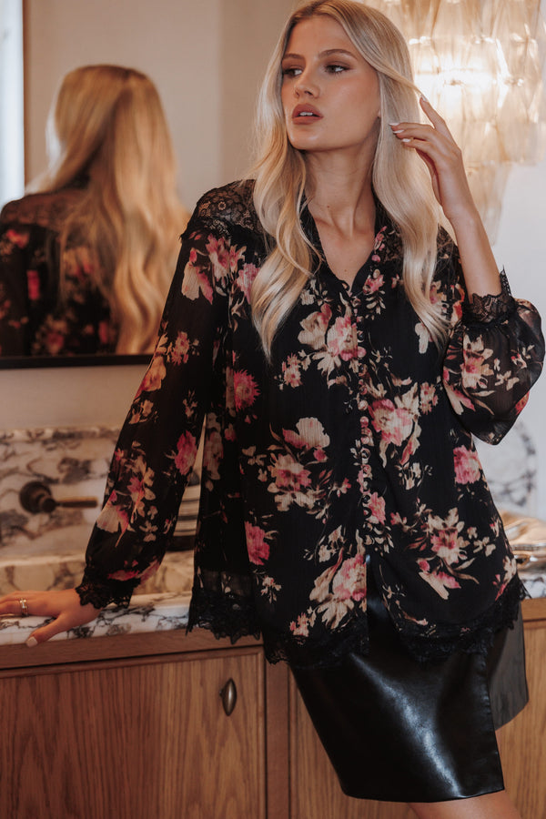 TOPS Donna Top - Black Floral