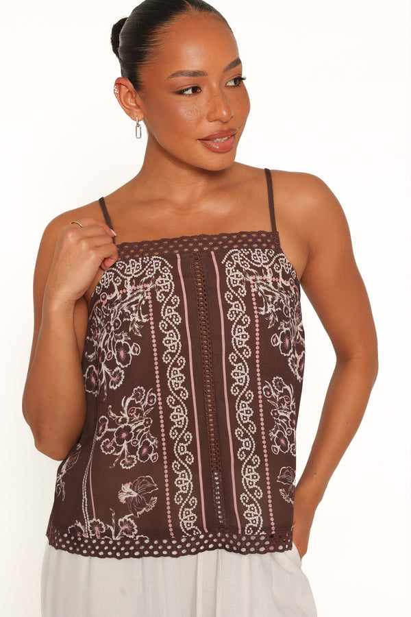 TOPS Erina Tank - Brown Bandana