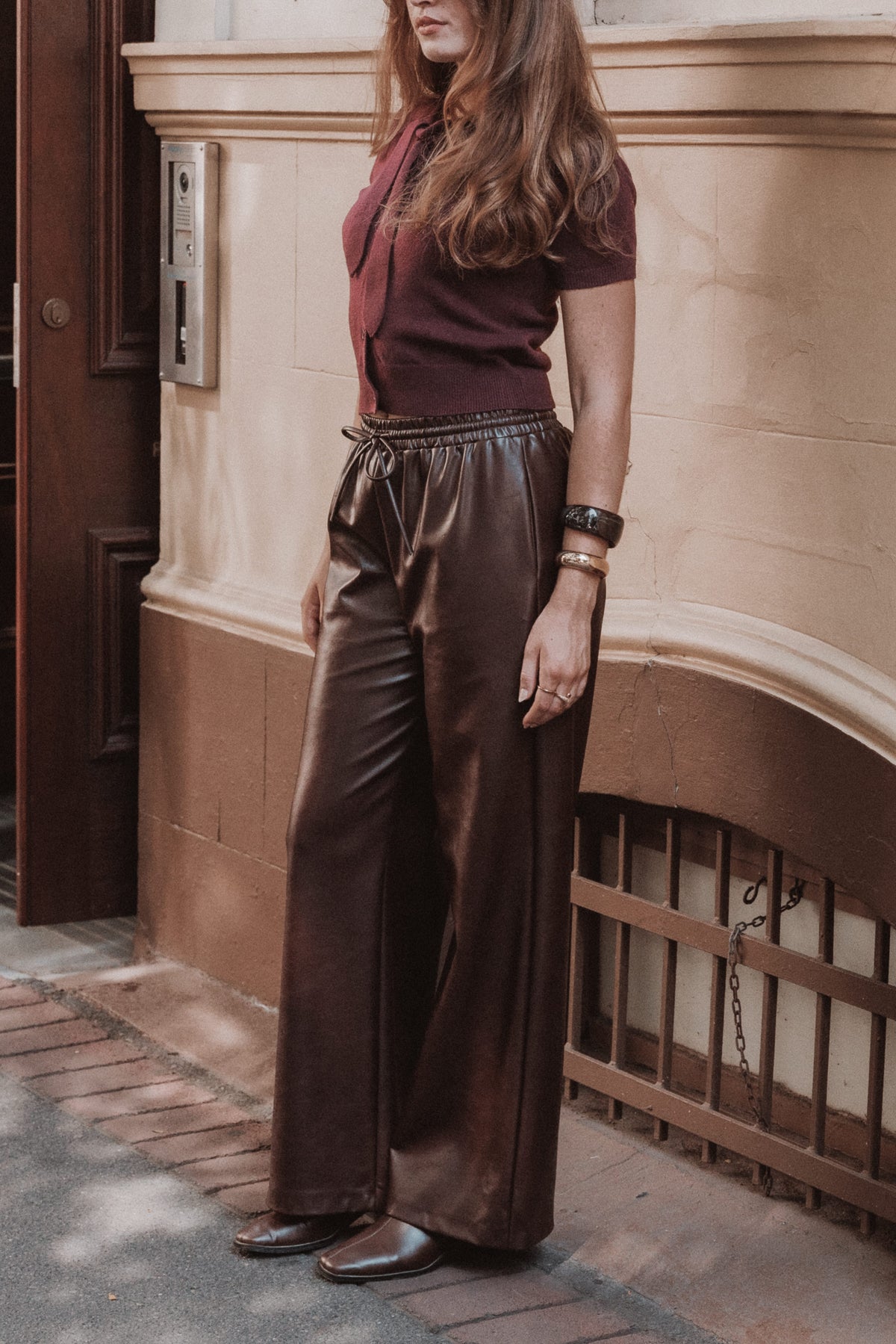 TOPS Ezra Scarf Knit Top - Burgundy