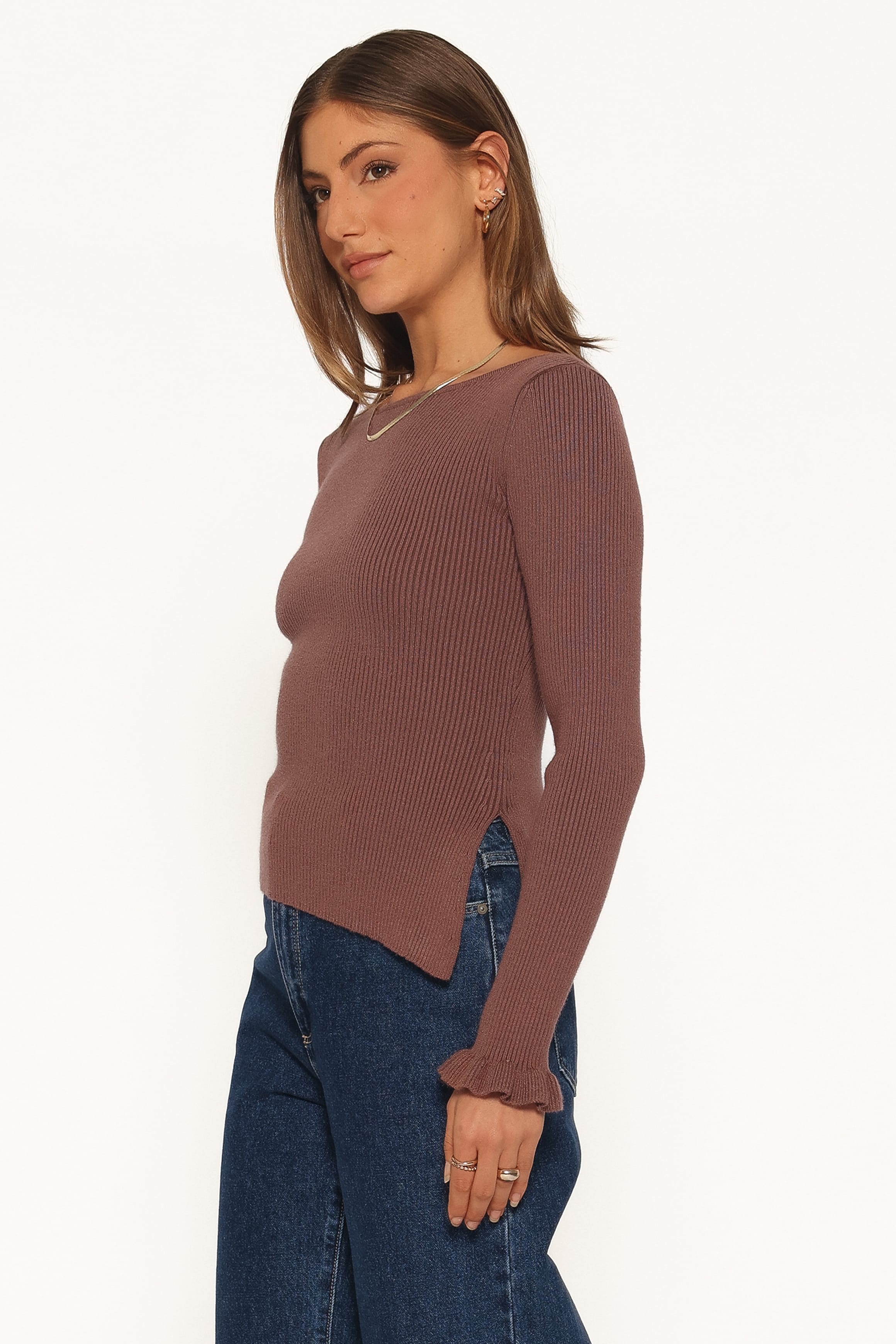TOPS Fiana Knitted Top - Brown