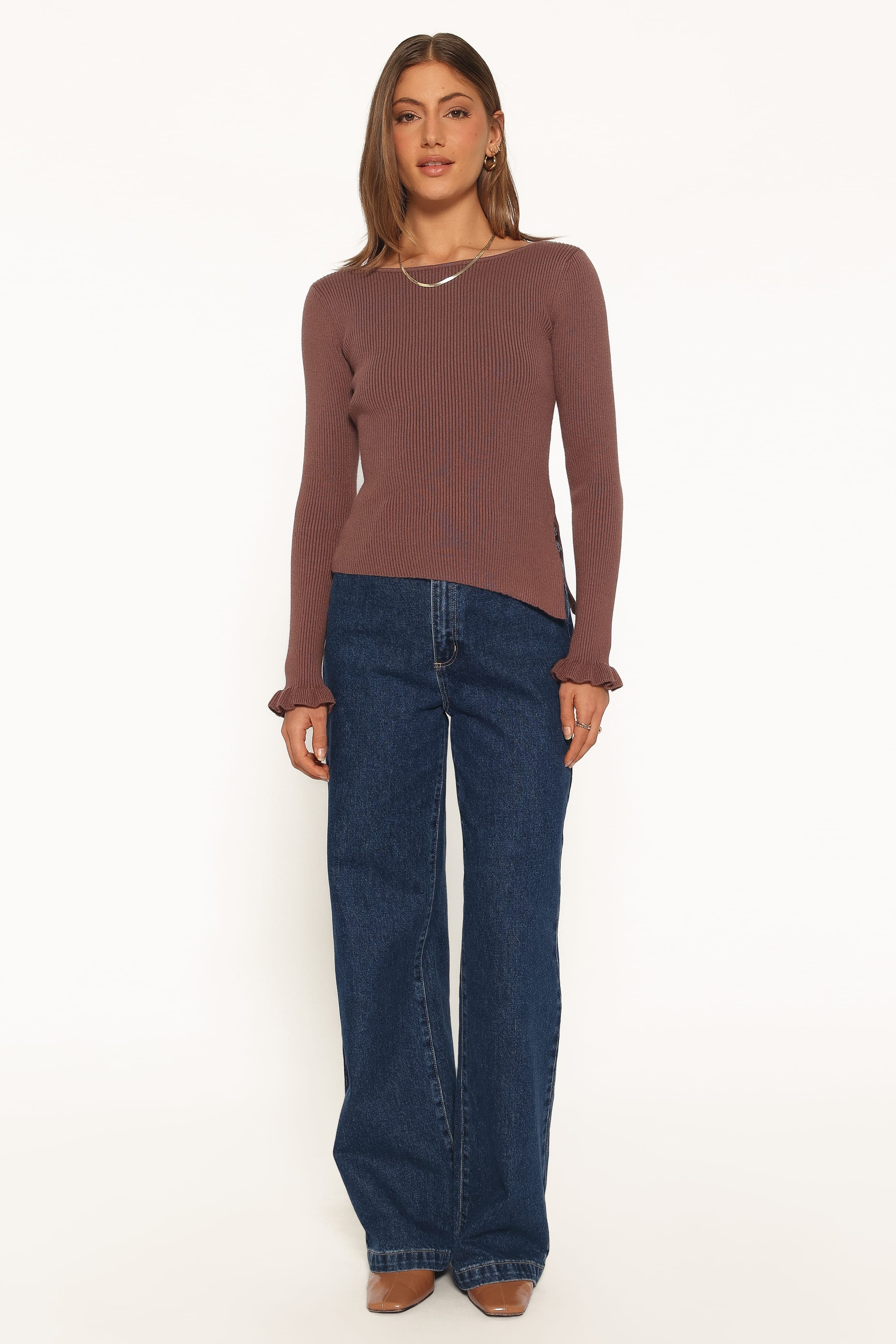 TOPS Fiana Knitted Top - Brown