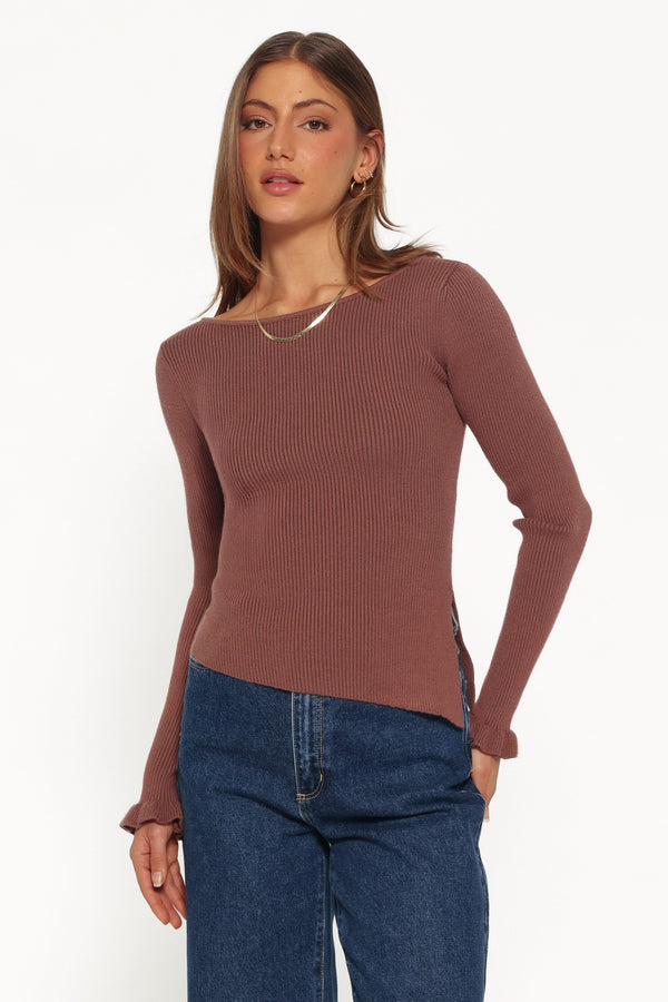TOPS Fiana Knitted Top - Brown
