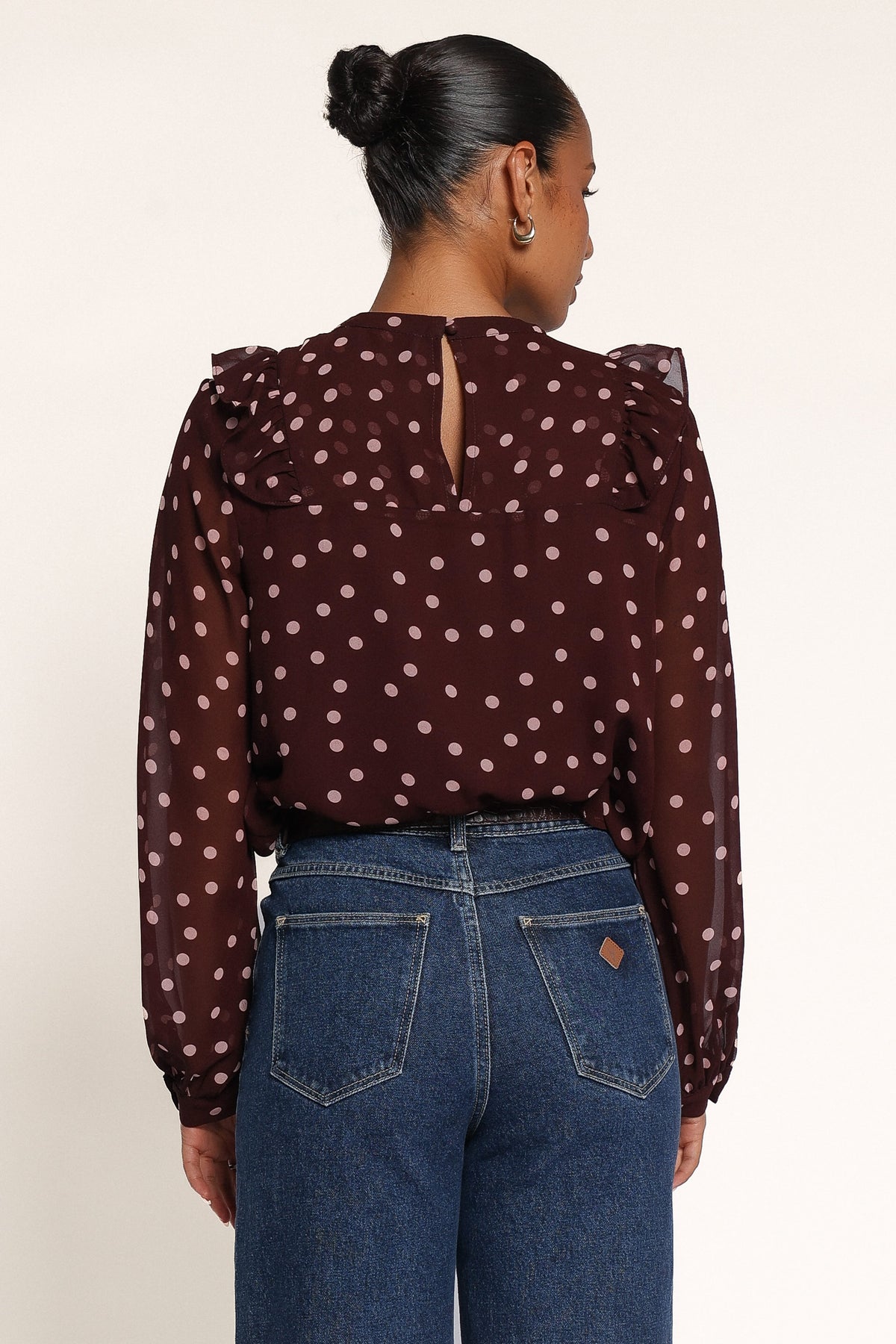 TOPS Helda Top - Plum Polka Dot