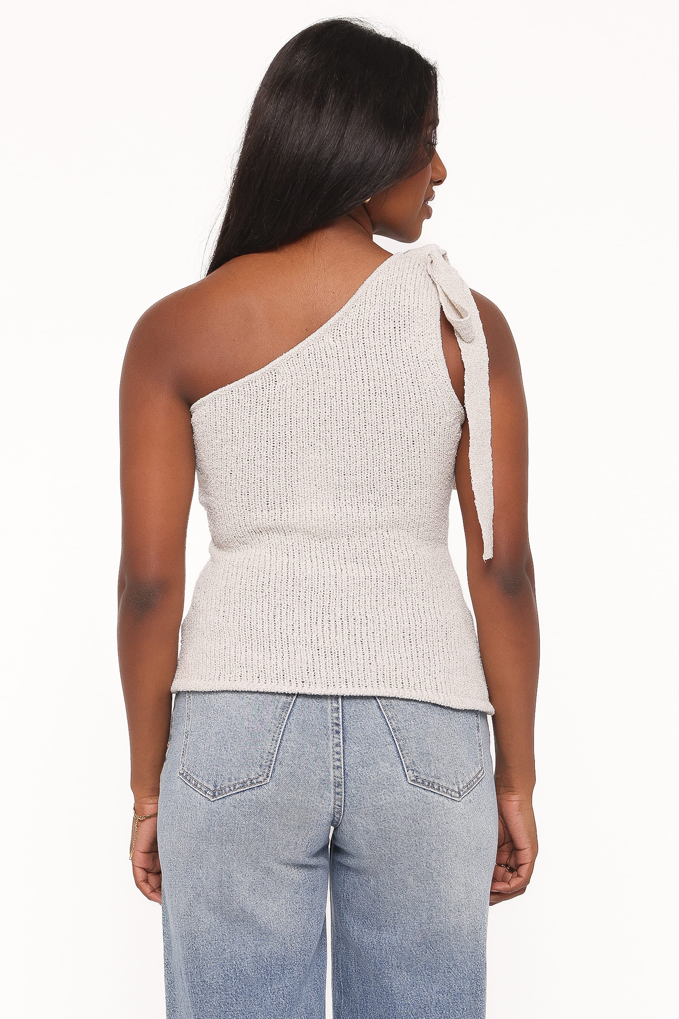 TOPS Jutta One Shoulder Knit Top - Beige