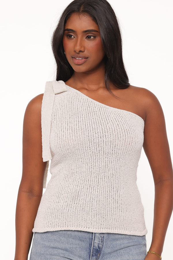 TOPS Jutta One Shoulder Knit Top - Beige