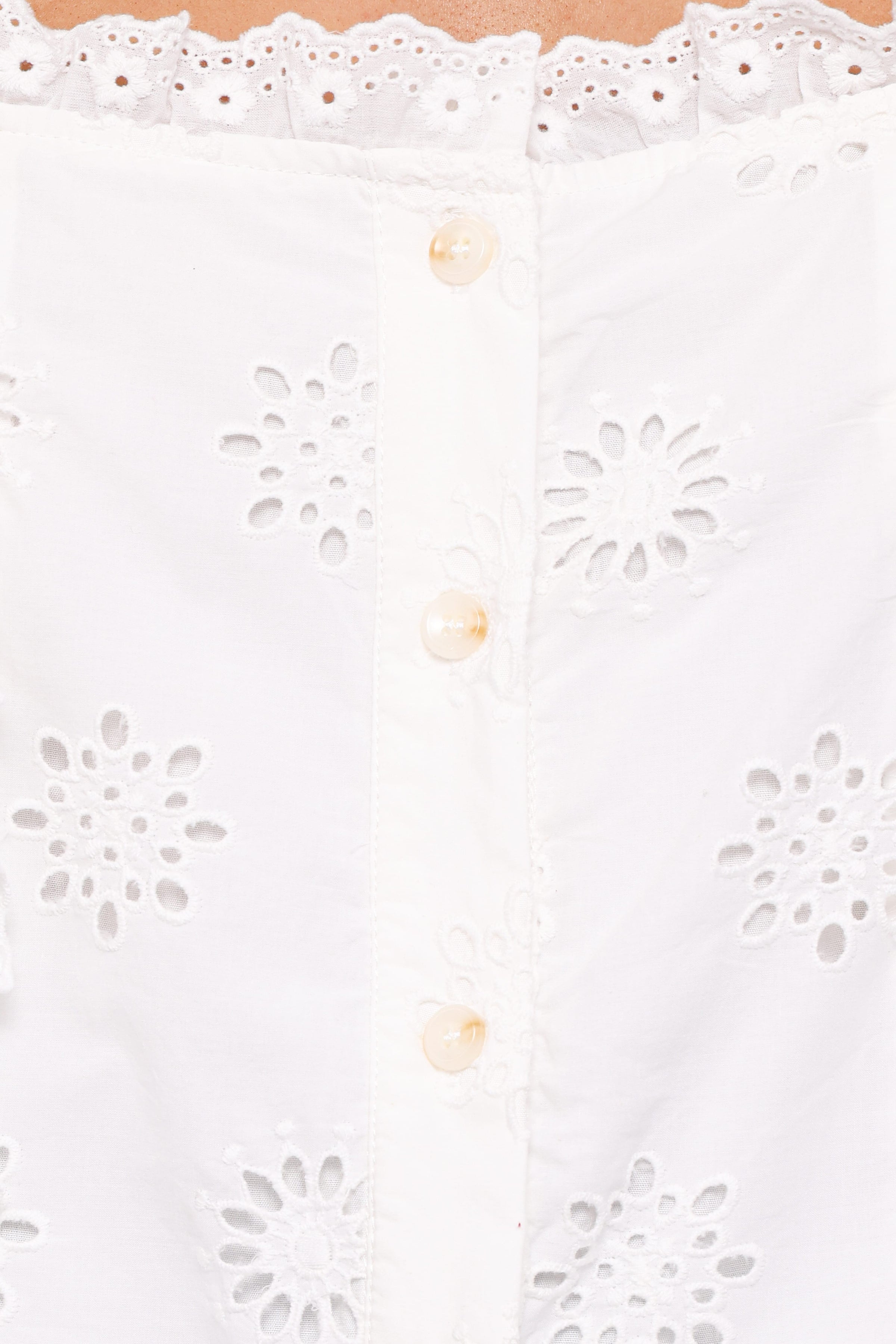 TOPS Kairi Eyelet Top - White Broderie