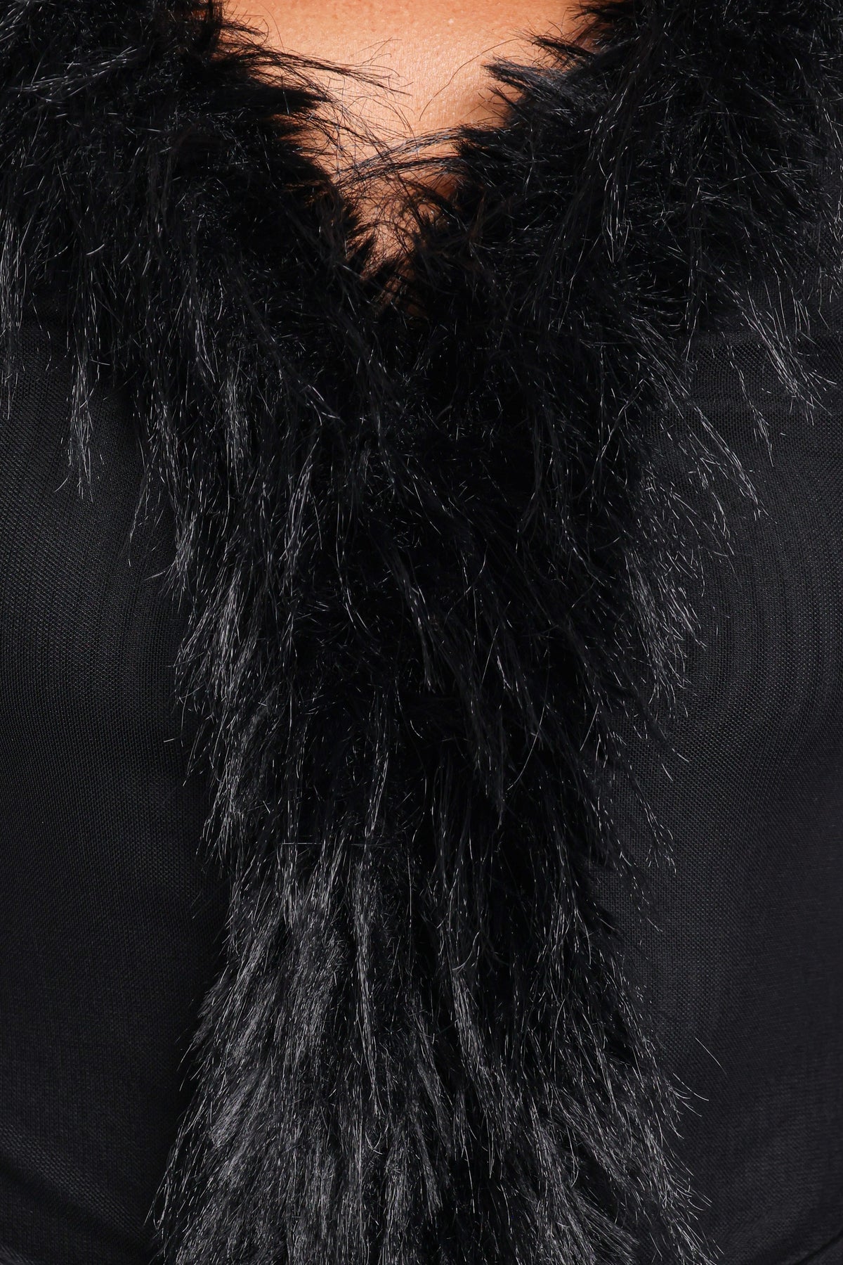 TOPS Katerina Fur Trim Top - Black