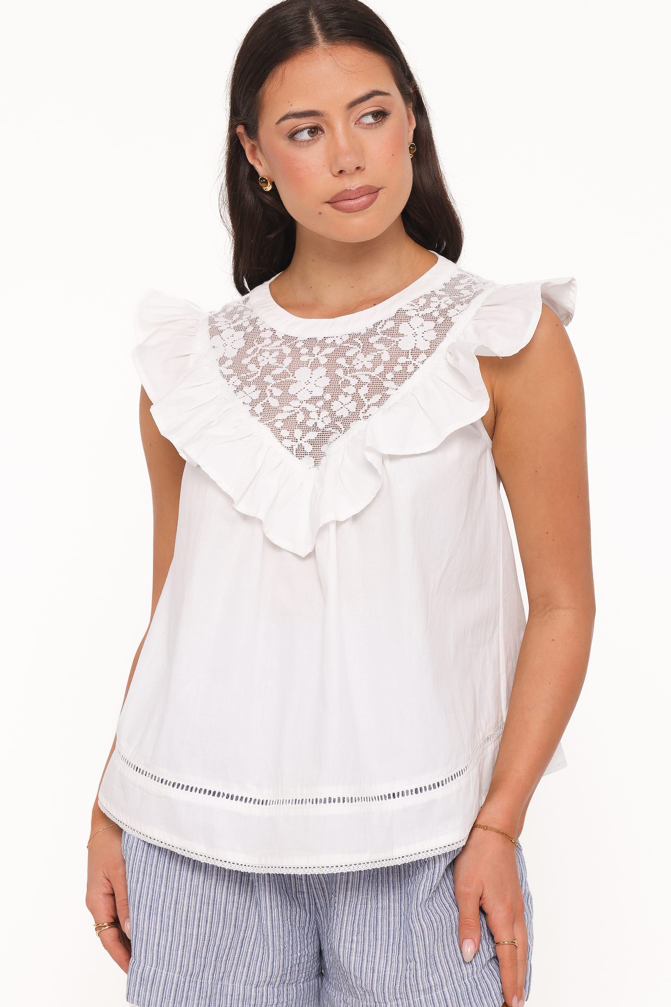 TOPS Kiran Ruffle Top - White