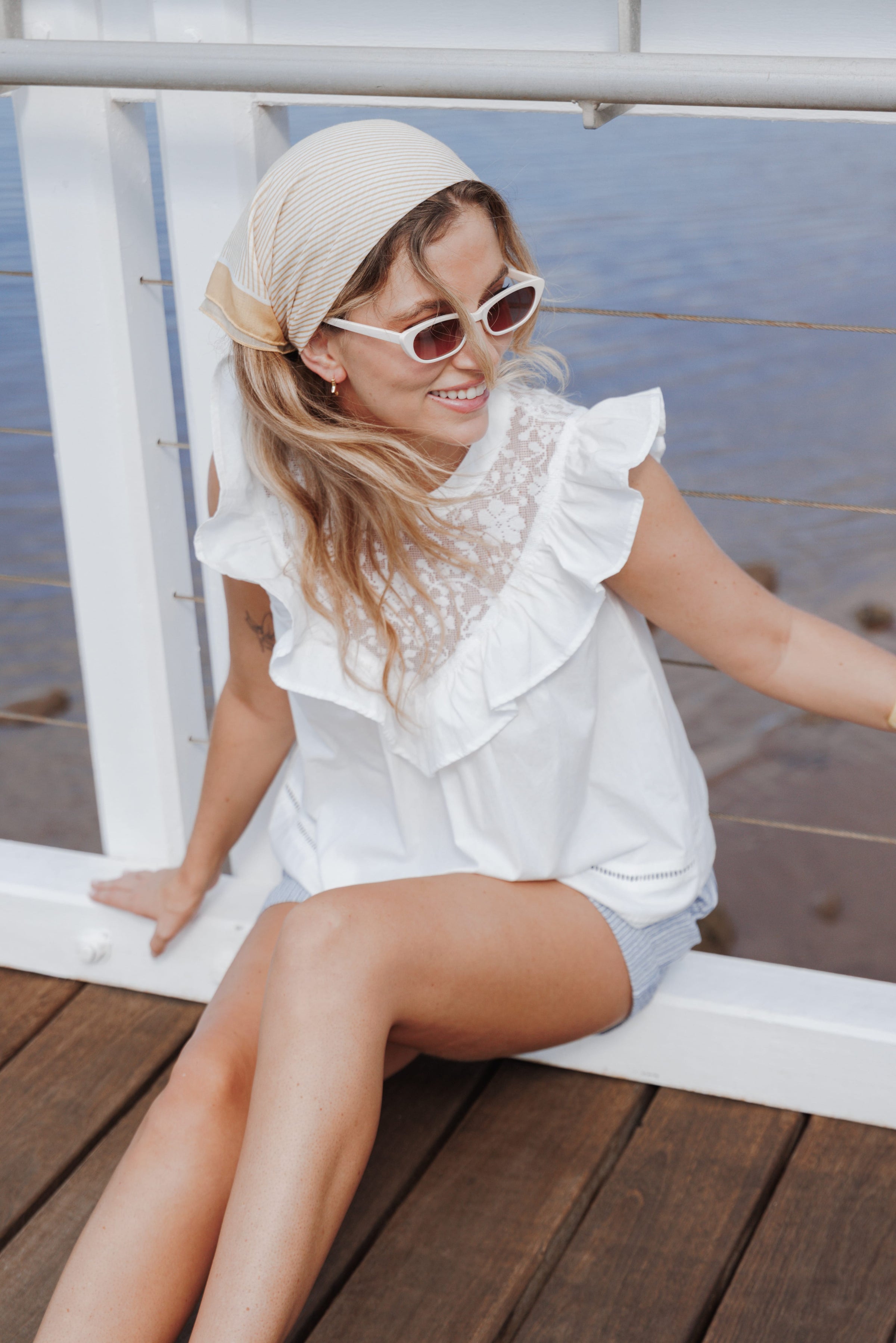 TOPS Kiran Ruffle Top - White