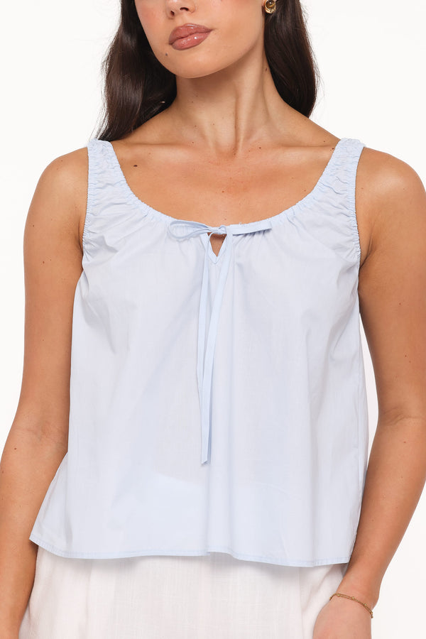TOPS Lawrence Tie Scoop Top - Light Blue