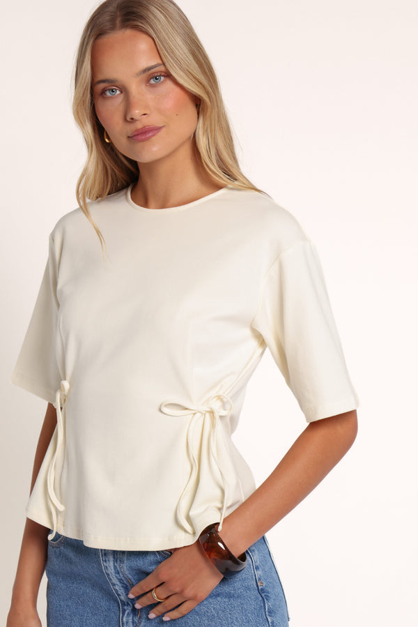 TOPS Lucja Cinched Tie Top - Ivory