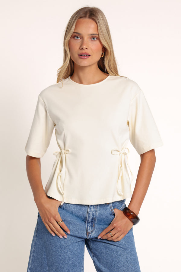 TOPS Lucja Cinched Tie Top - Ivory
