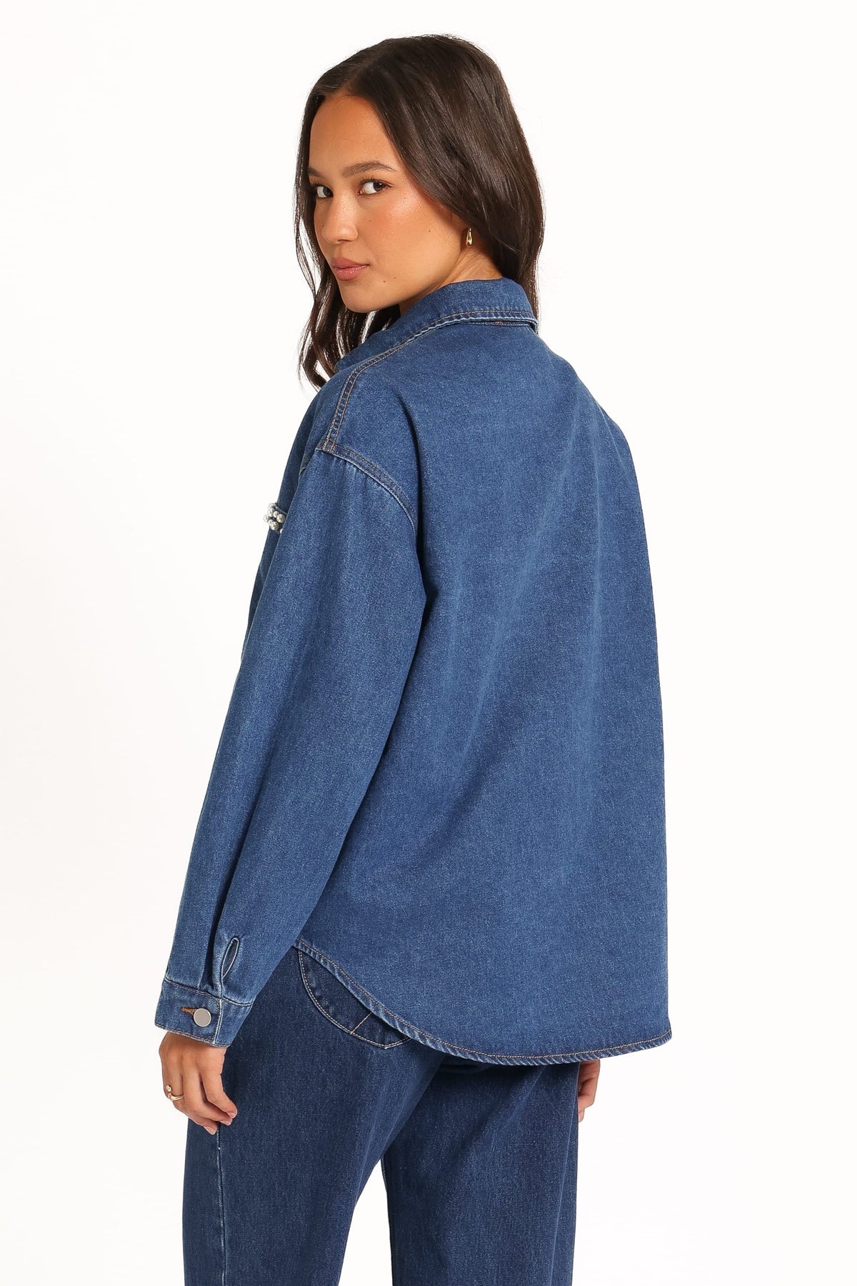 TOPS Mariska Pearl Denim Shirt - Indigo