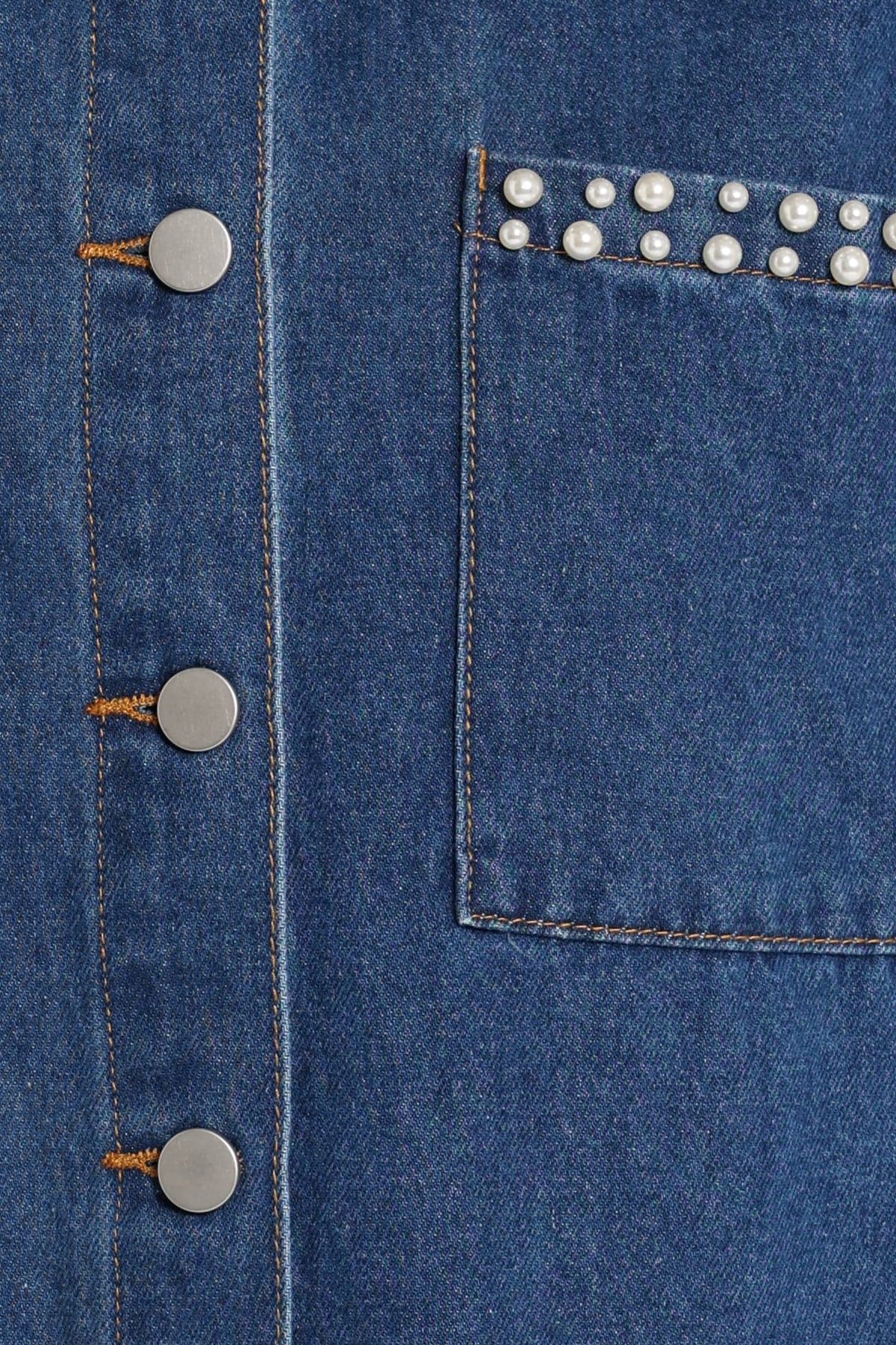 TOPS Mariska Pearl Denim Shirt - Indigo