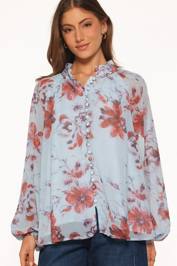TOPS Marni Top - Blue Floral