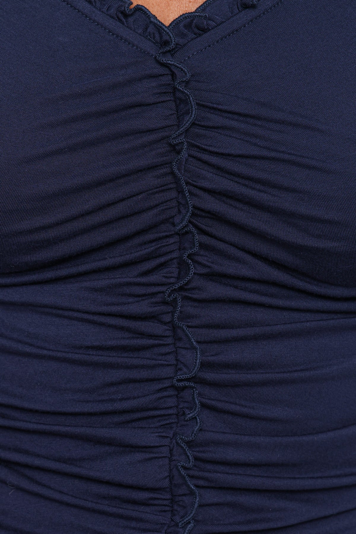 TOPS Marta Gathered Knit Top - Navy