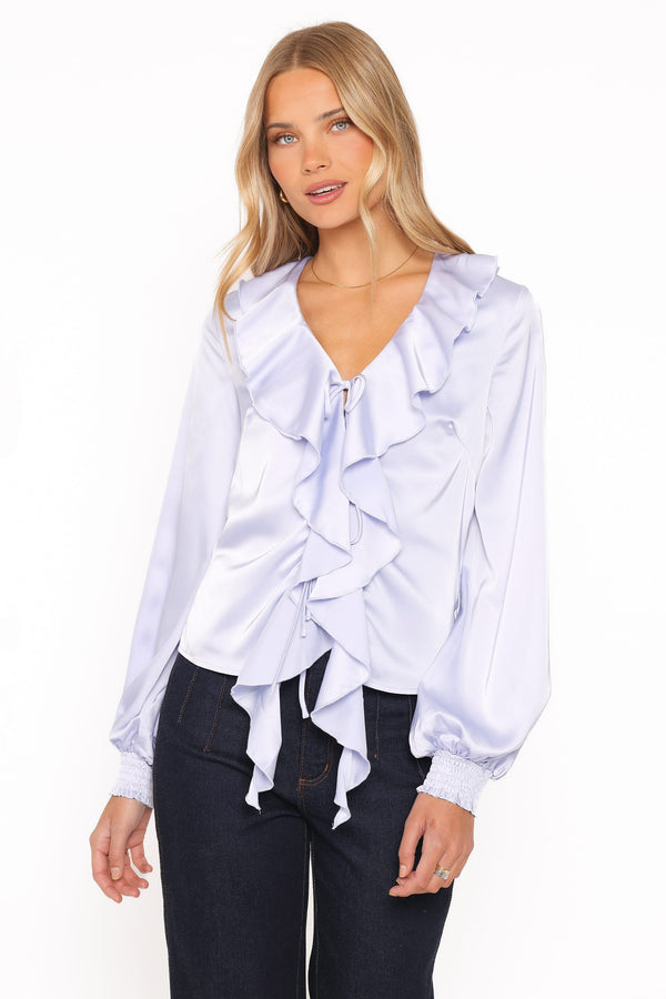 TOPS Montreux Frilled Top - Blue