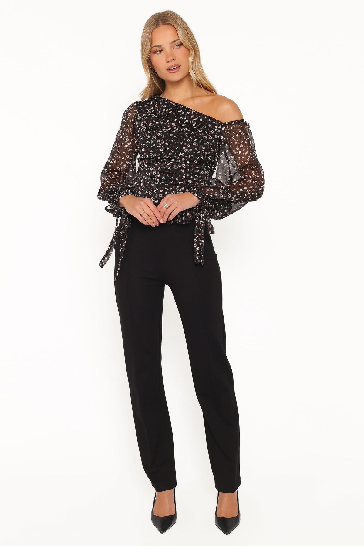 TOPS Naima Off Shoulder Top - Black Floral