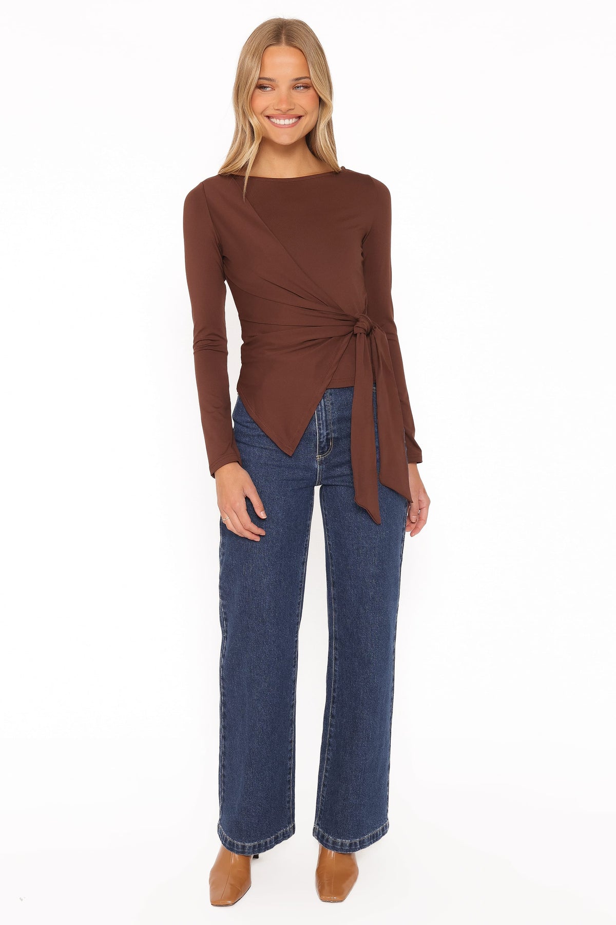 TOPS Noah Gathered Knit Top - Chocolate