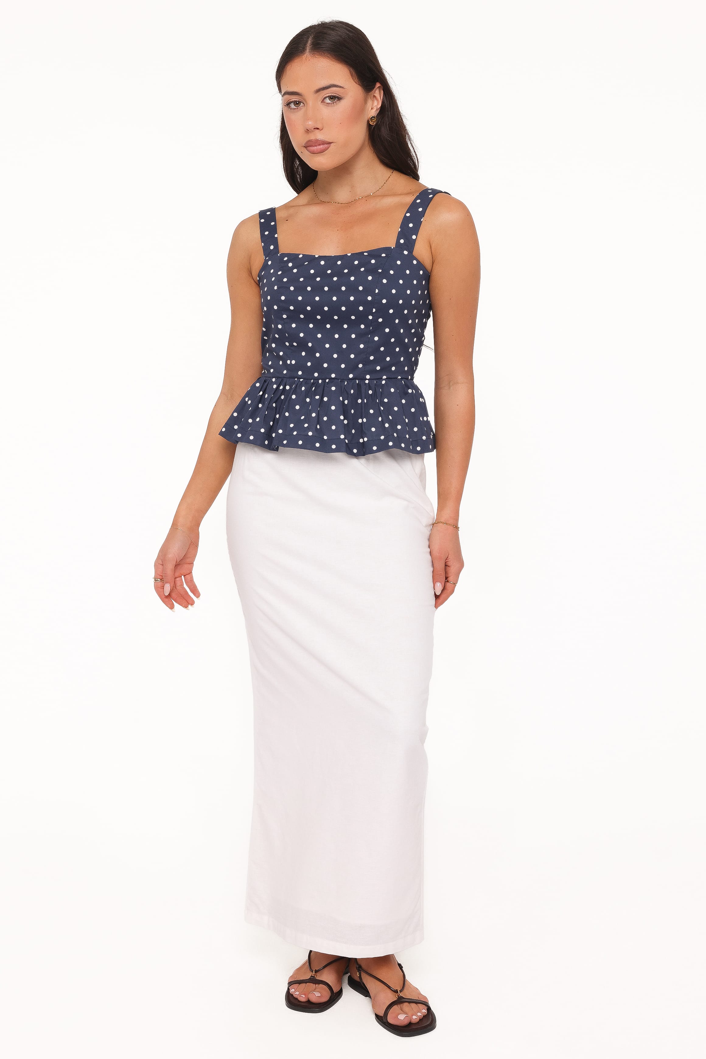 TOPS Paula Open Tie Back Top - Navy