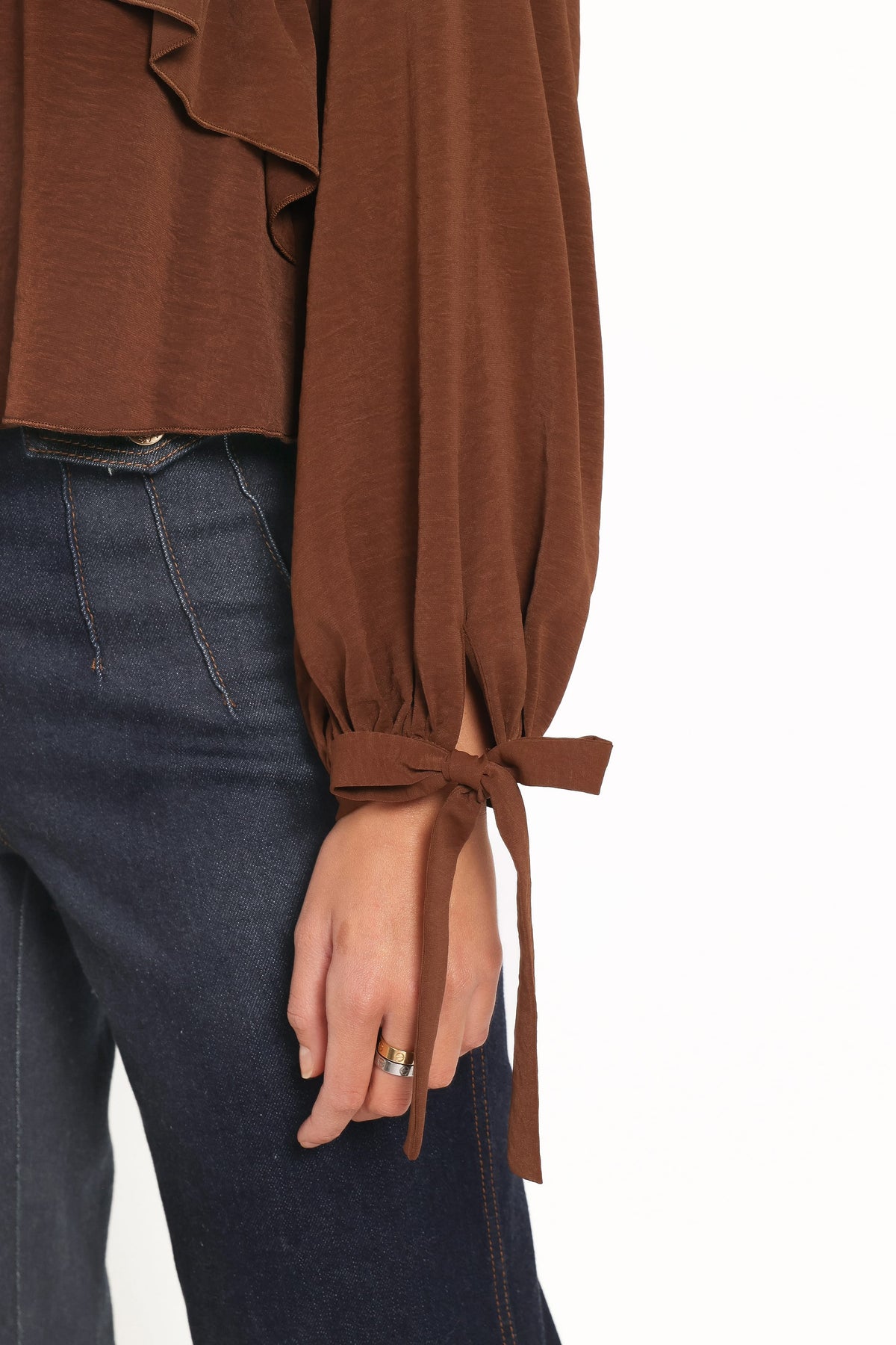 TOPS Quinley Ruffle Top - Chocolate