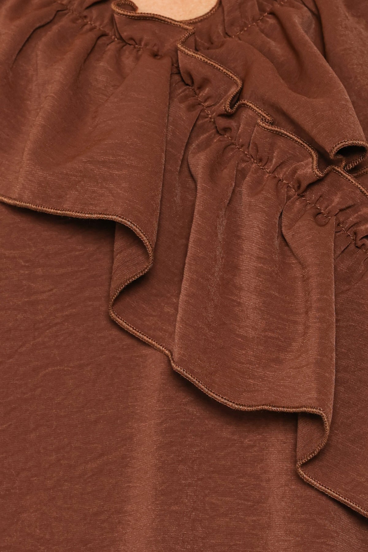 TOPS Quinley Ruffle Top - Chocolate