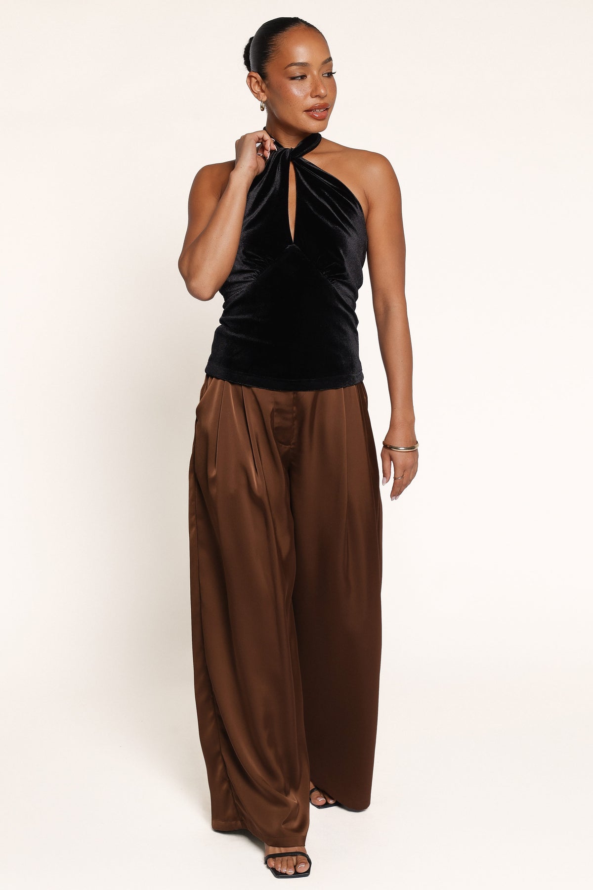TOPS Raquel Halterneck Top - Black